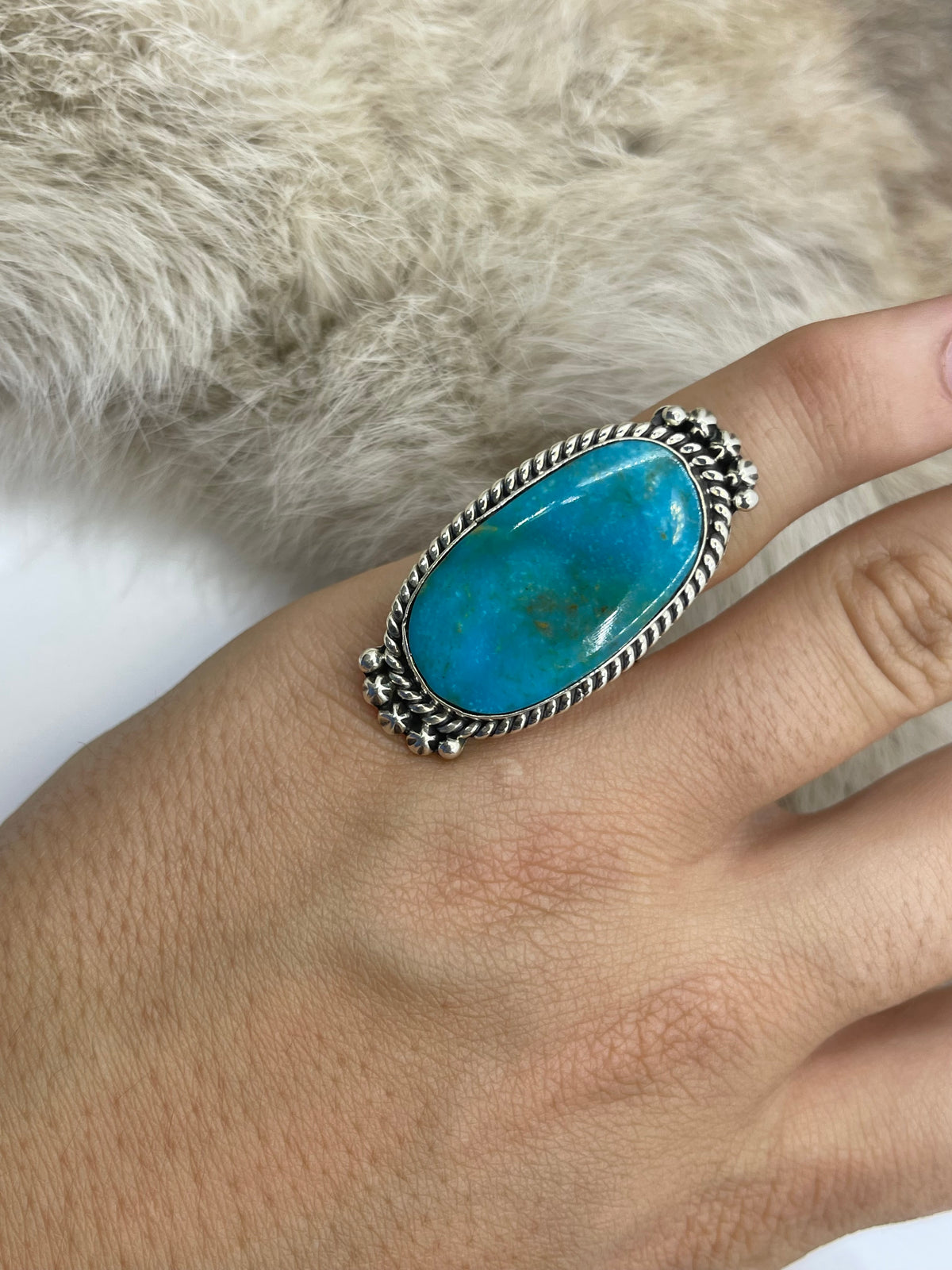 7.0 Kingman Ring by Michael Yazzie, Navajo