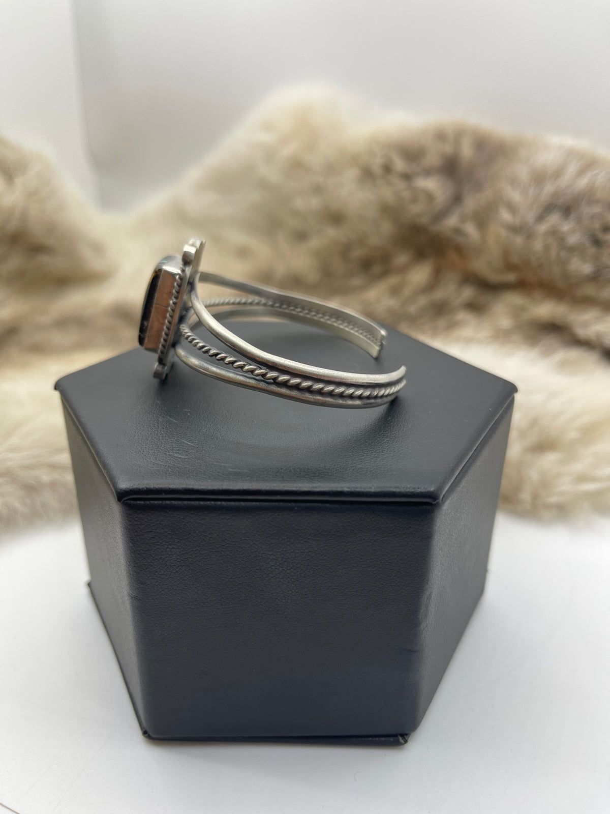 6”-8” Blackjack Turquoise Cuff by Thompson Piaso, Navajo