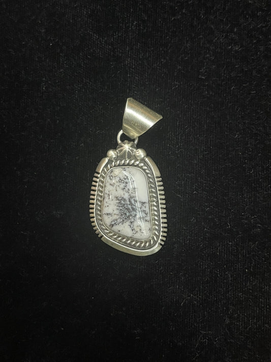 6.6mm Bale White Buffalo Pendant by Donovan Skeets, Navajo