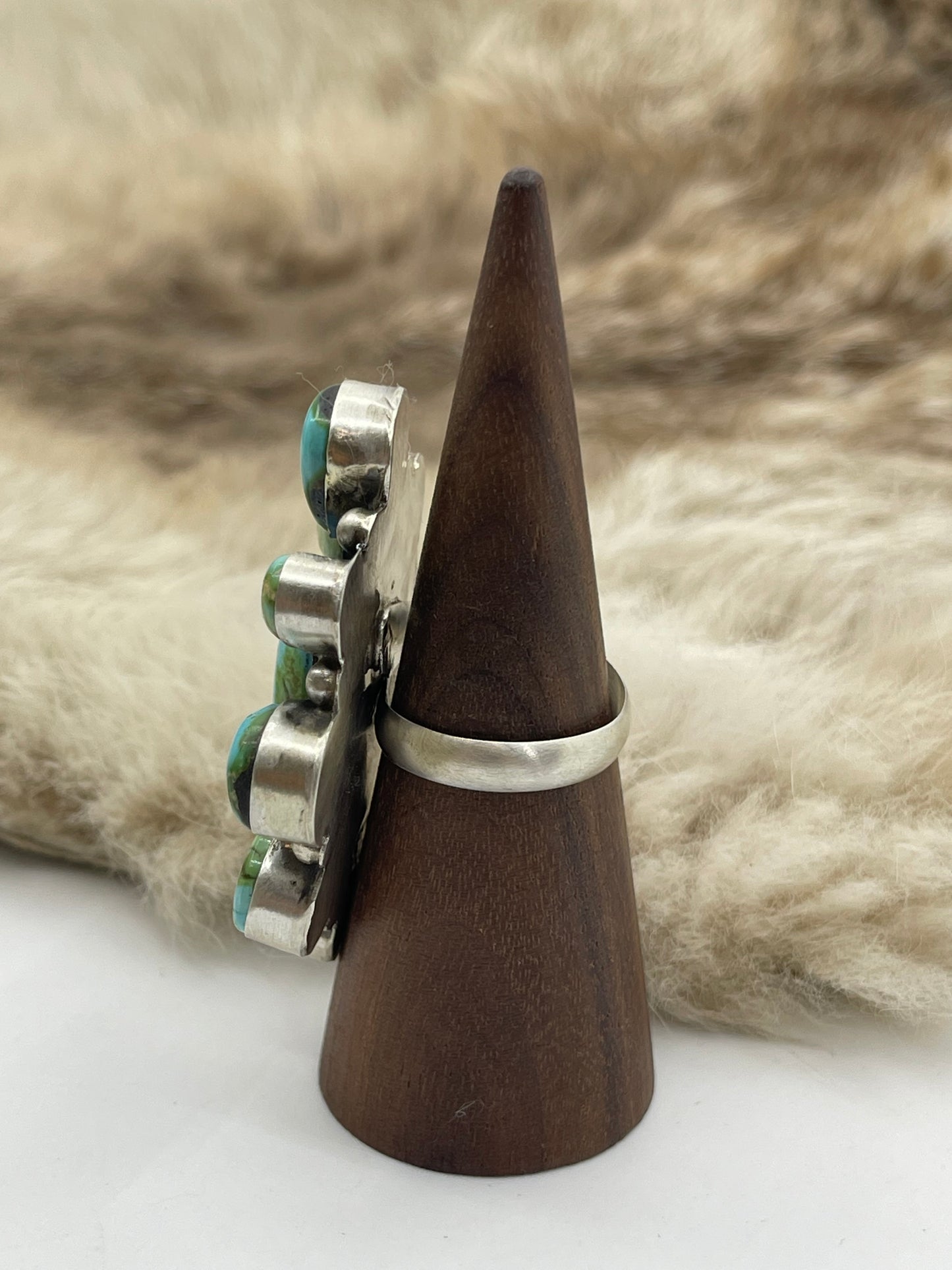Adjustable Cluster Ring with Sonoran Gold Turquoise by Aldora Henry, Navajo