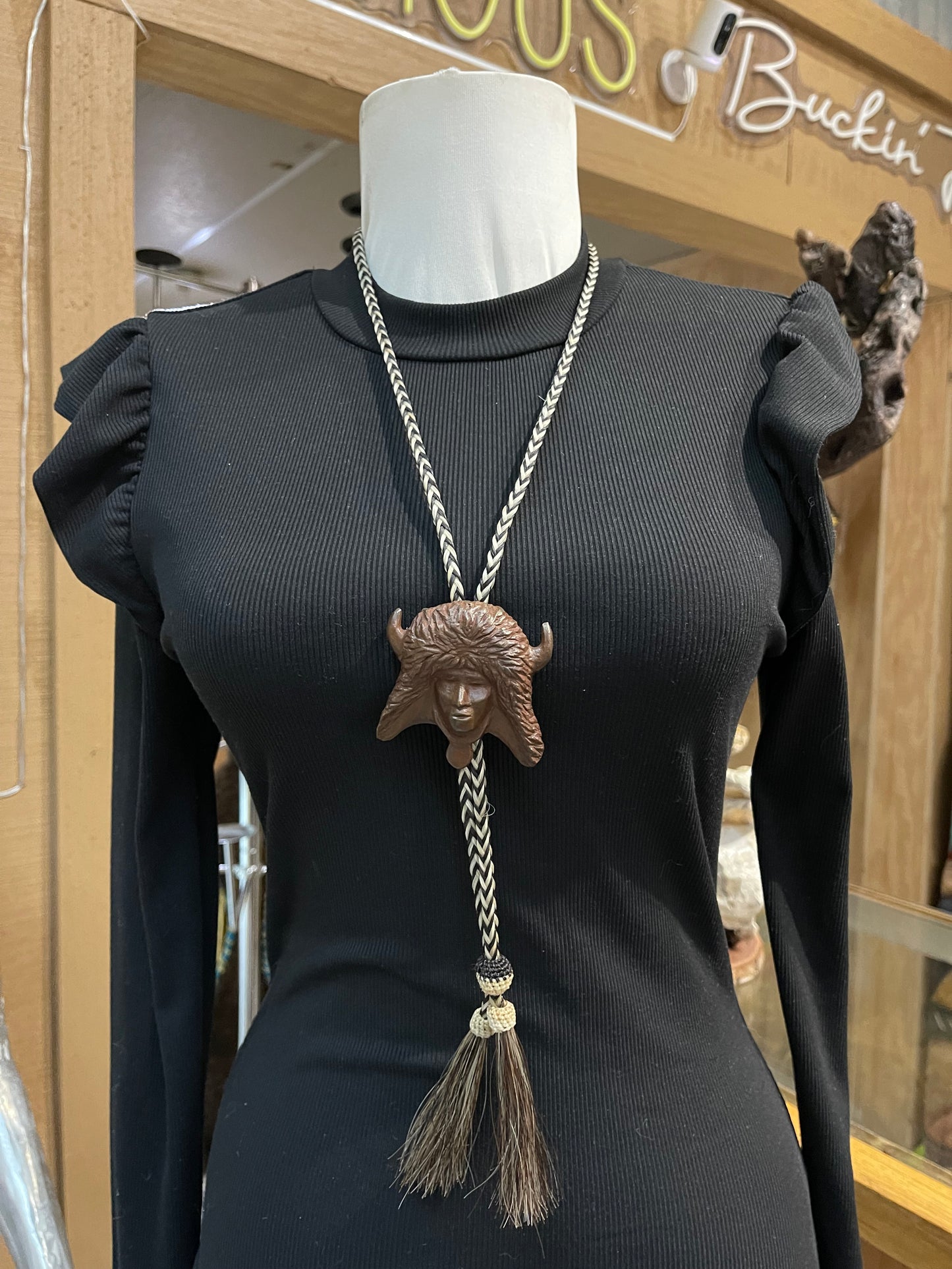 Bronze Bolo Tie on Horsehair String