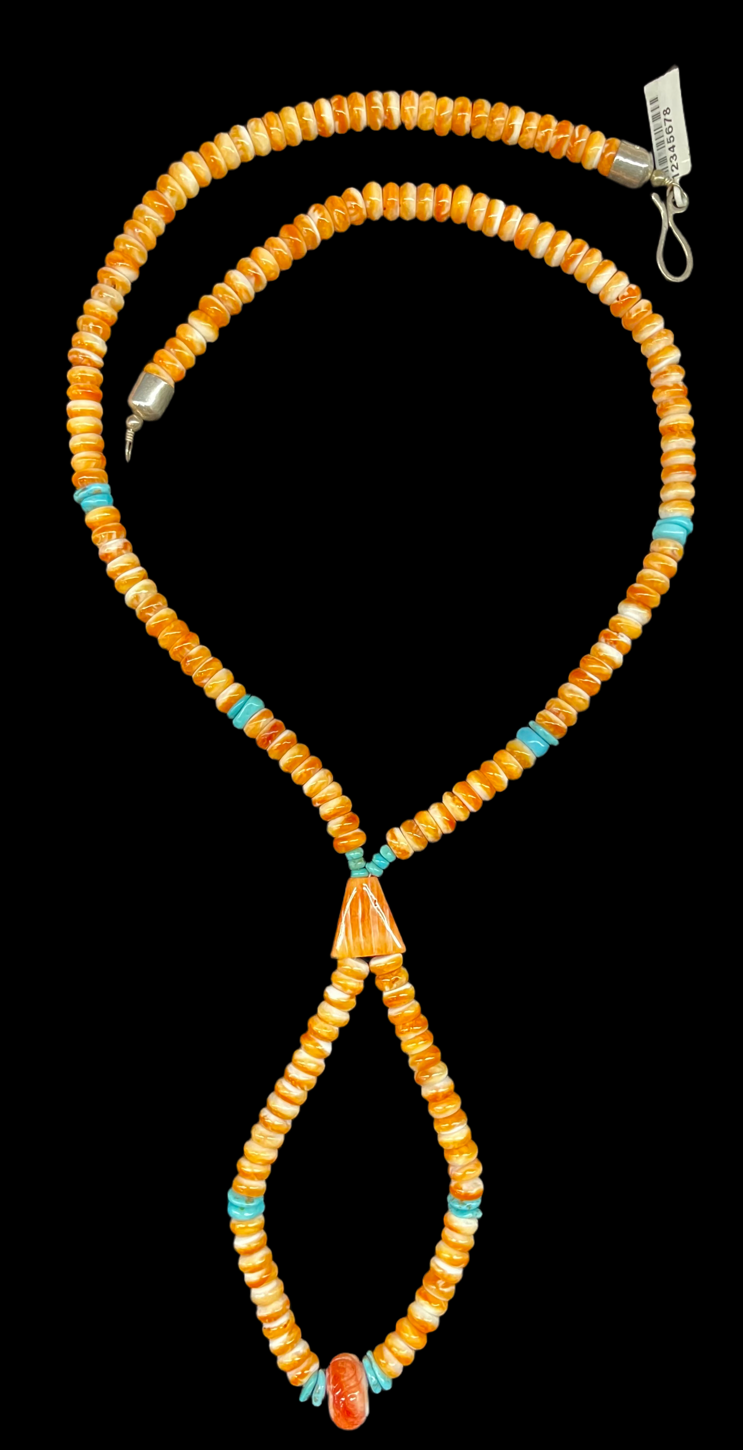 Orange Spiny Oyster Shell Lariat Style Necklace