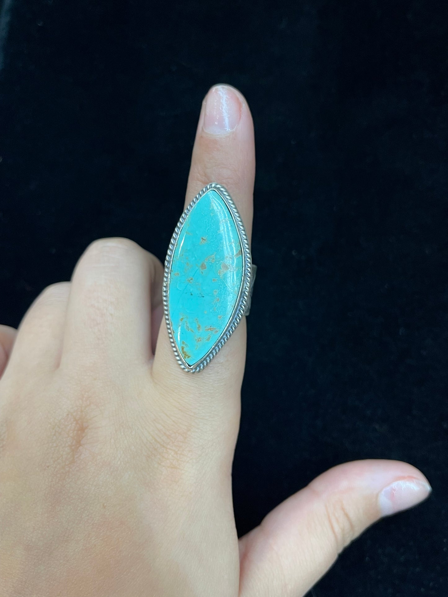 7.5 Kingman Turquoise Ring by Harold Joe, Navajo