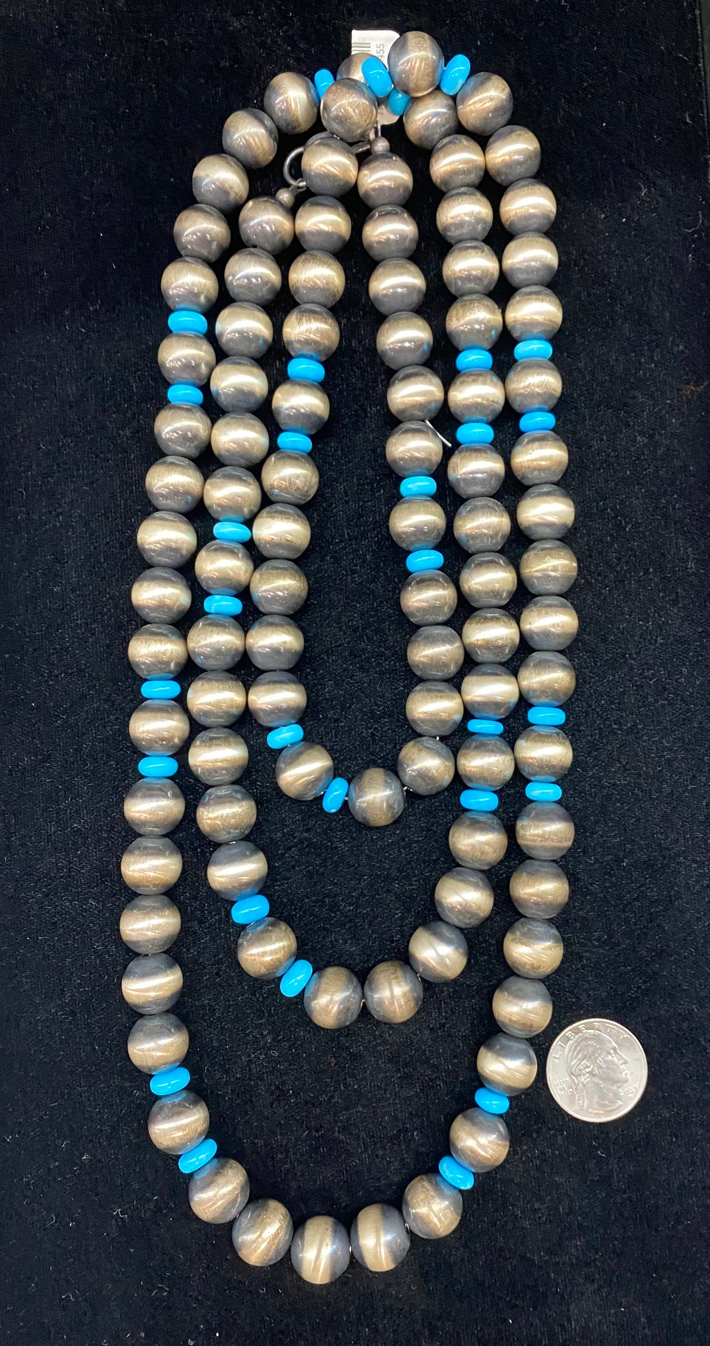 60" 14mm Navajo Pearl and Sleeping Beauty Turquoise