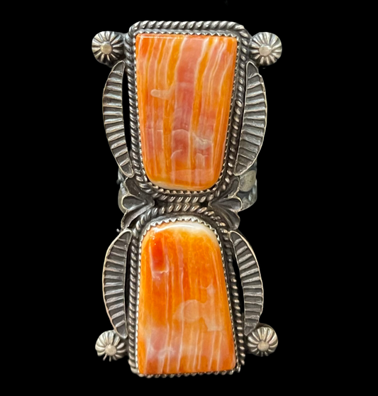 Adjustable Spiny Oyster Shell Ring by Kevin Billah, Navajo