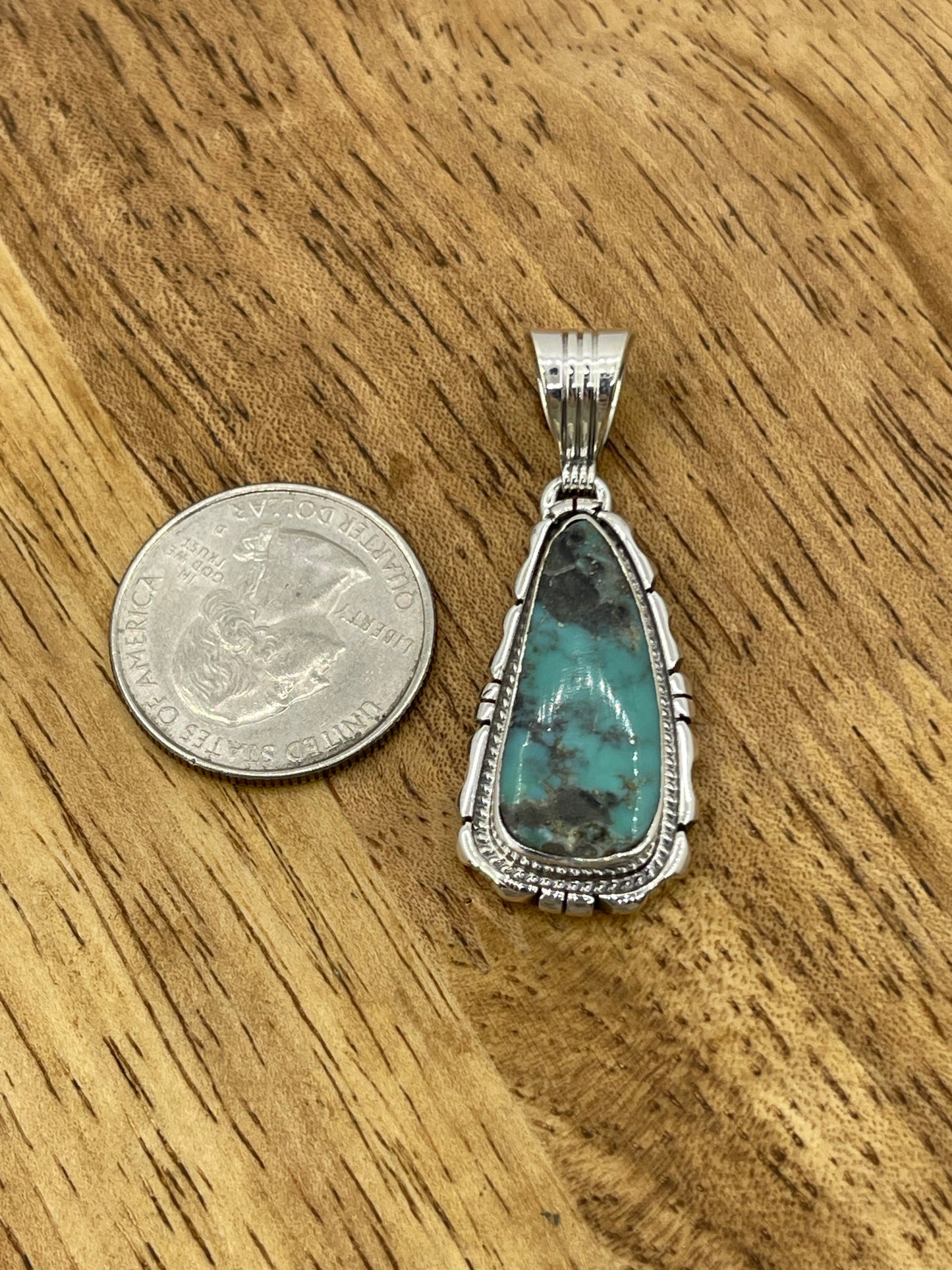 Turquoise with Pyrite Pendant with a 6.3mm Bale by Ted Etsitty, Navajo