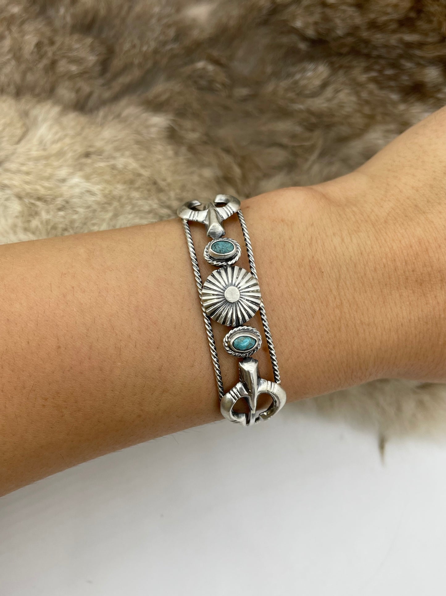 6”-7” Cuff with Naja & Concho & Turquoise by Bobby Platero, Navajo
