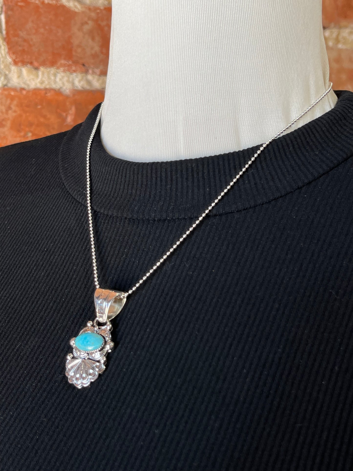 18" 8mm Bale Turquoise Pendant Necklace by Phyllis A. Smith, Navajo