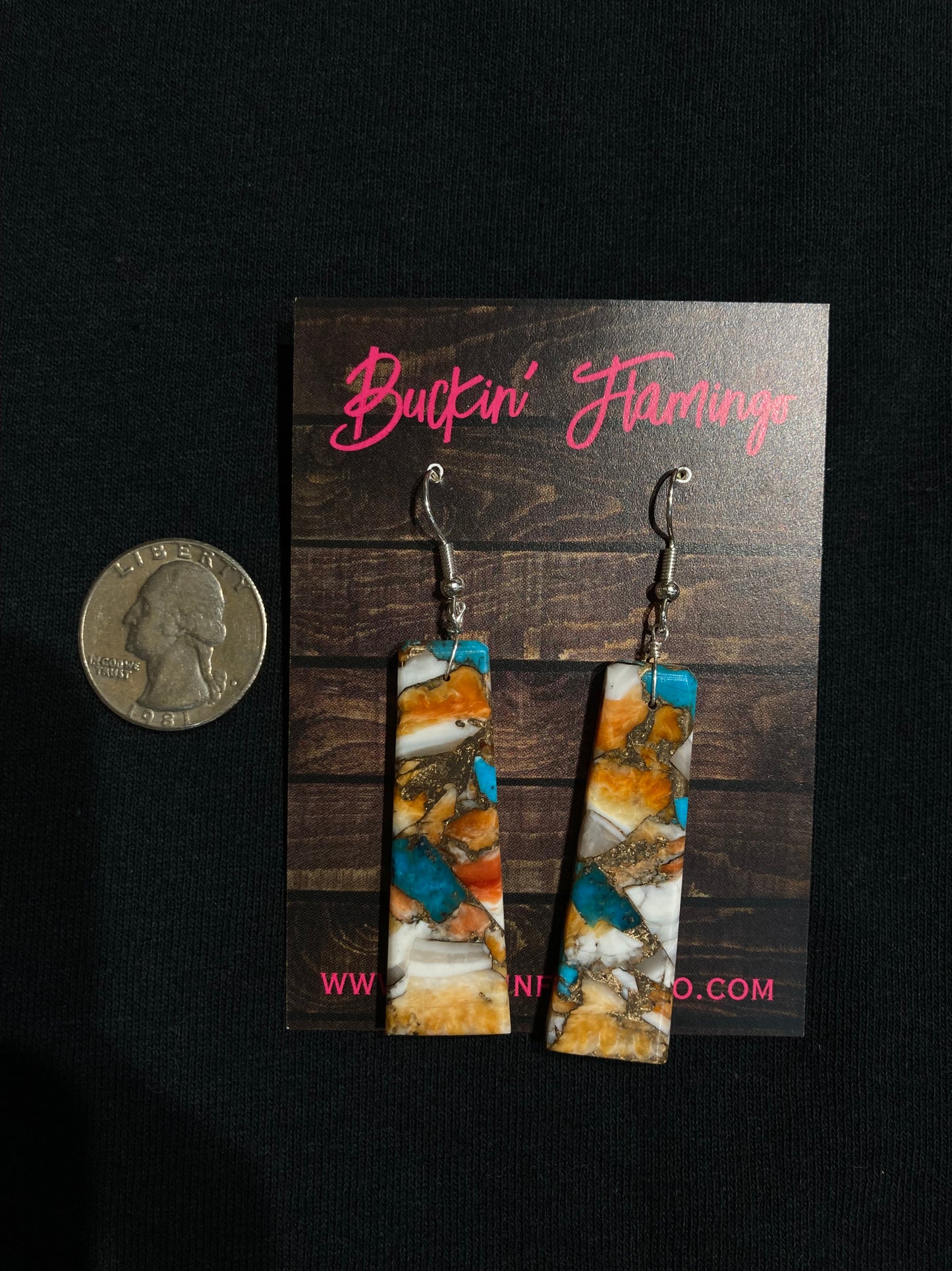 Spiny Turquoise Slab Dangle earrings by Jameson Pete, Navajo