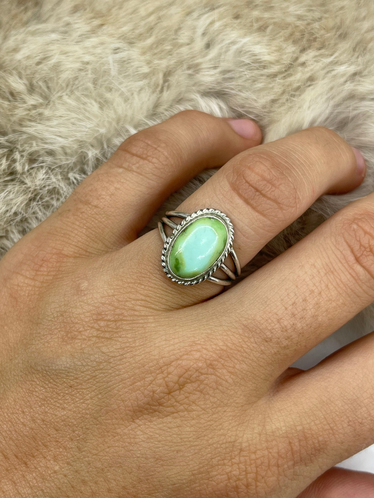 7.5 Sonoran Gold Turquoise Ring by Judy Largo, Navajo
