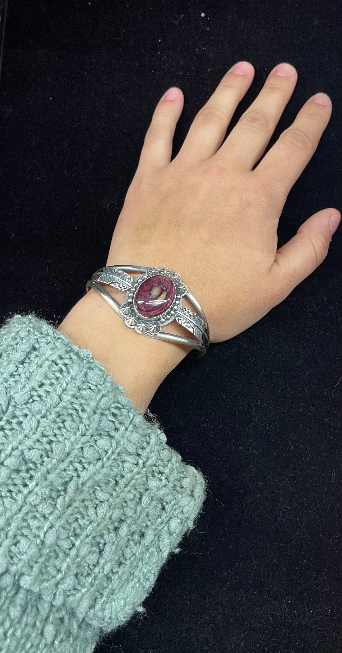 Purple Spiny Oyster Shell Cuff by Calvin Delgarito, Navajo