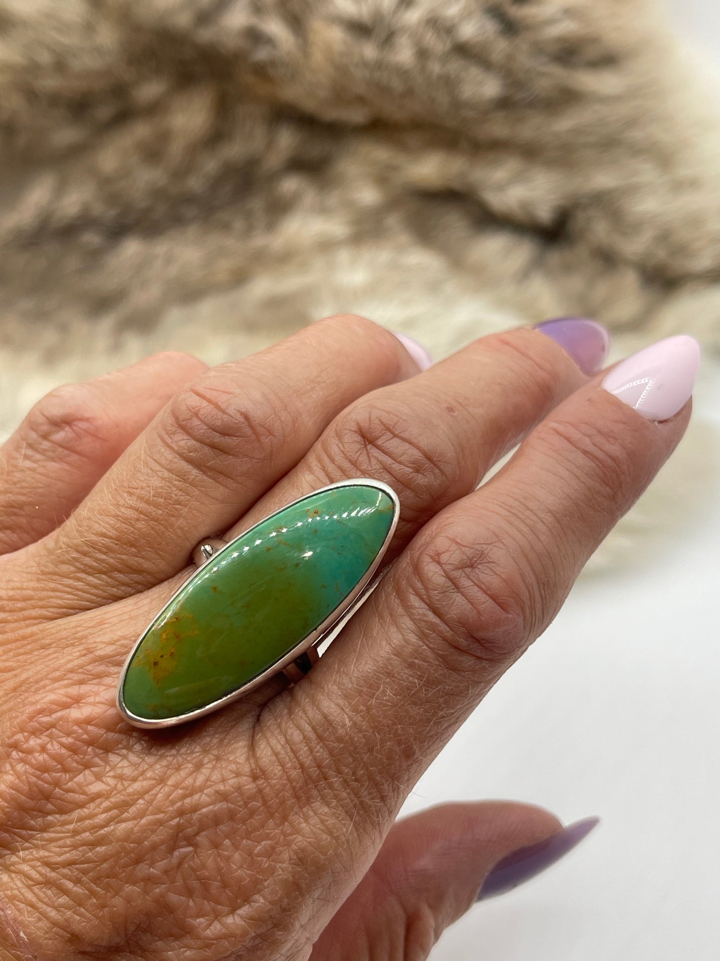 7.0 Royston Turquoise Ring by Lawrence Willie, Navajo