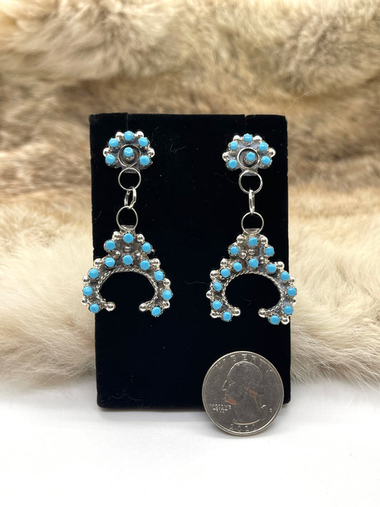 Turquoise Naja Post Dangle Earrings by Joanne Cheama, Zuni