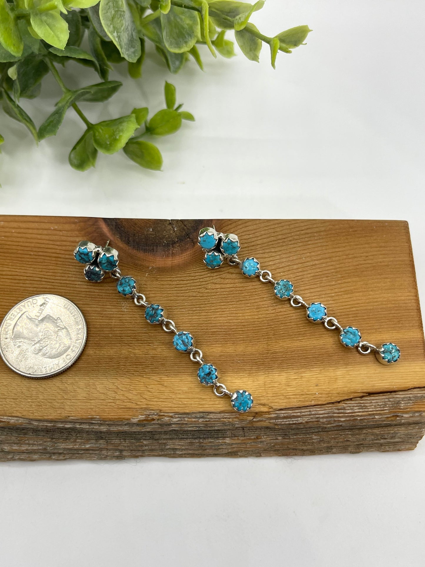 Sleeping Beauty Turquoise Long Dangle Earrings