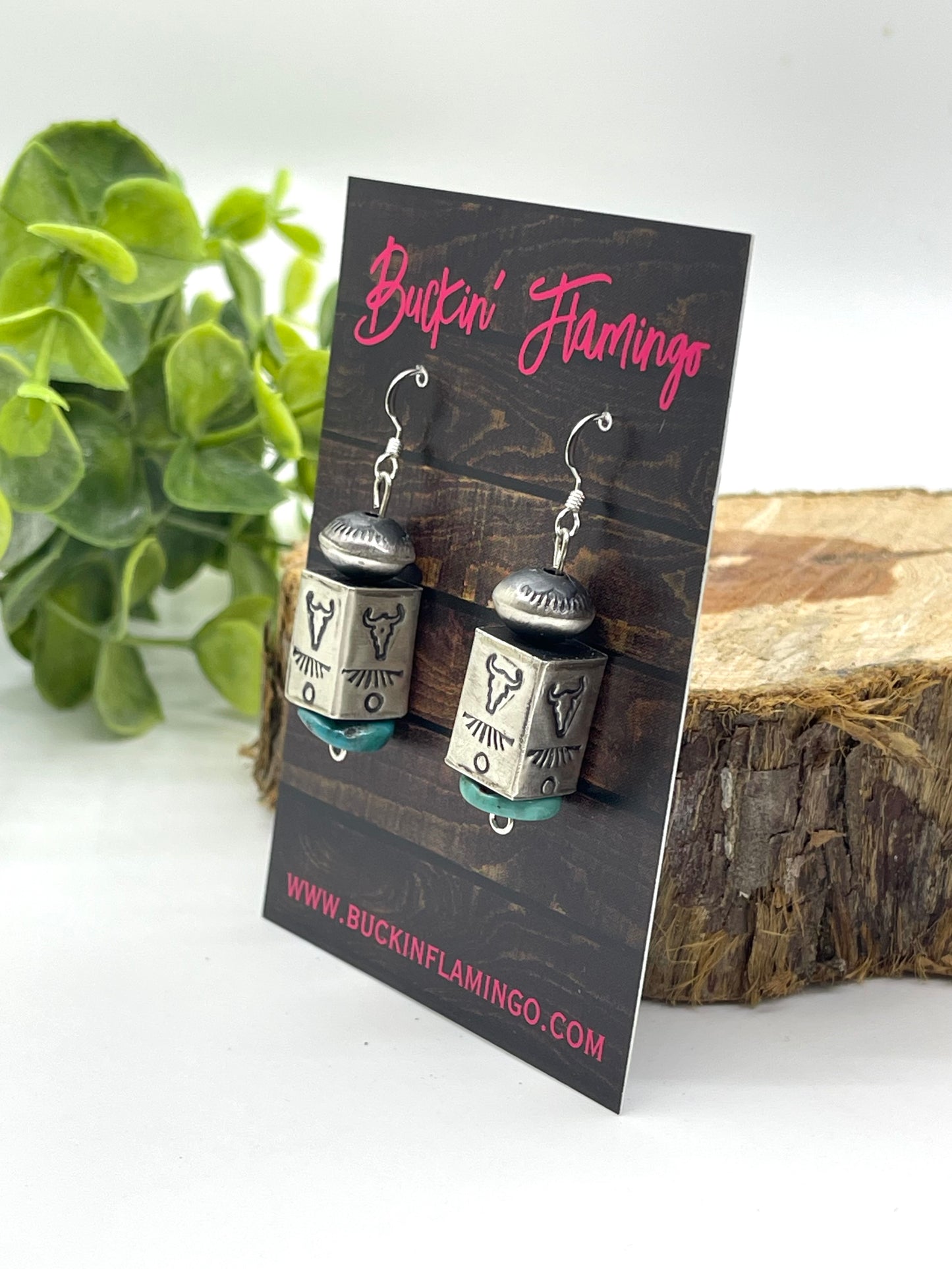 Handmade Navajo Pearl Cube Bead Earring by Sophia Becenti, Navajo