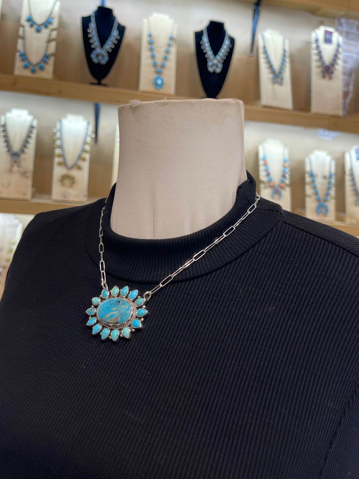 18" Turquoise Cluster Necklace
