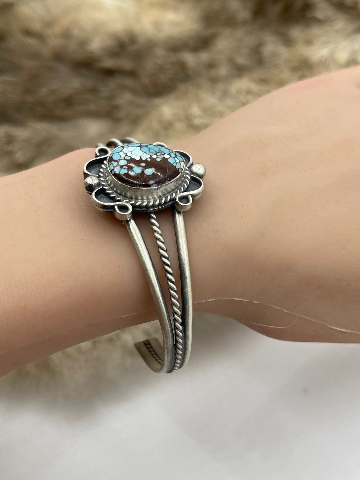 5.5”-7.25” Golden Hills Turquoise Cuff by Thompson Piaso, Navajo