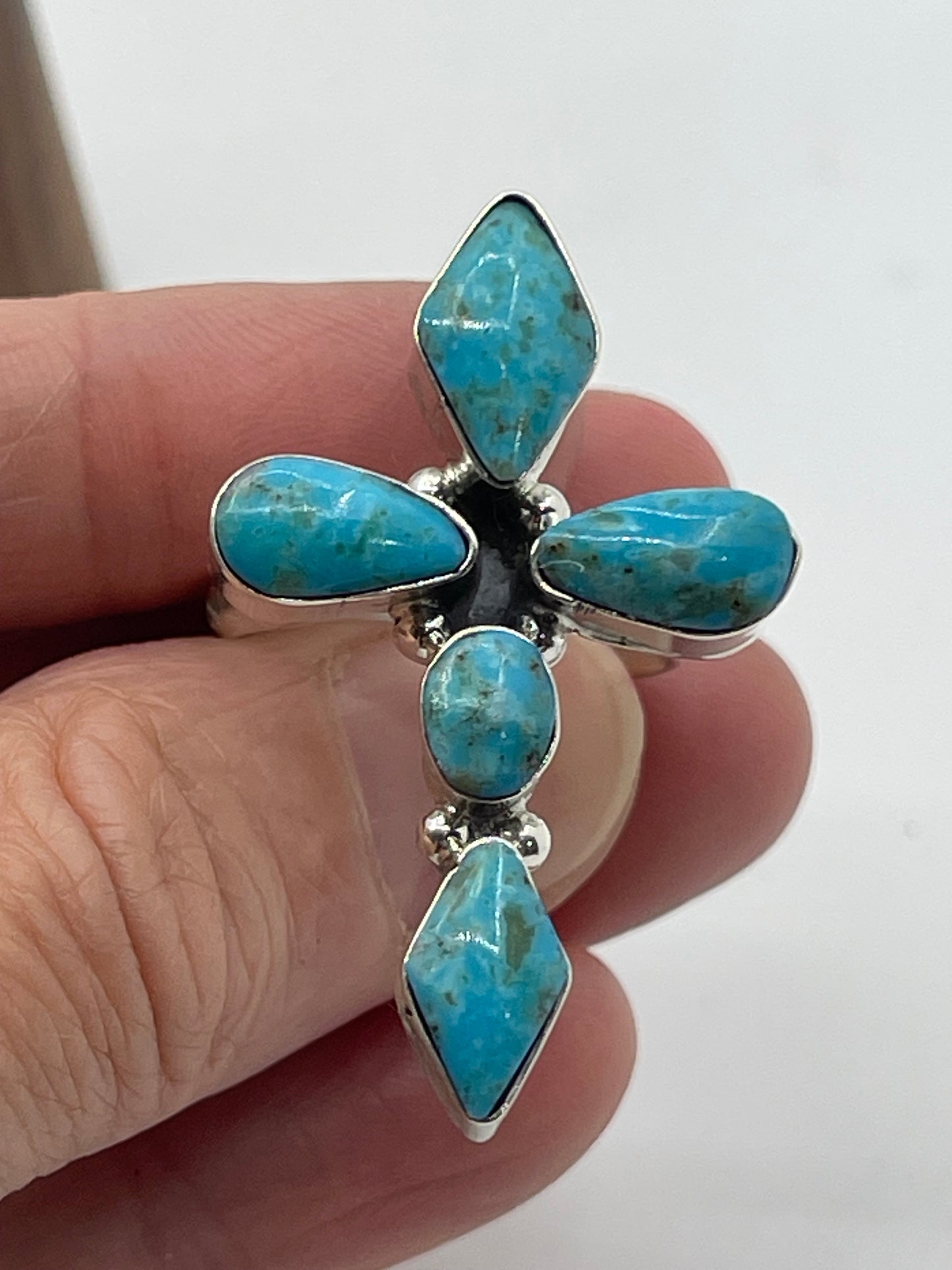 8.0 Cross Turquoise Ring by Harold