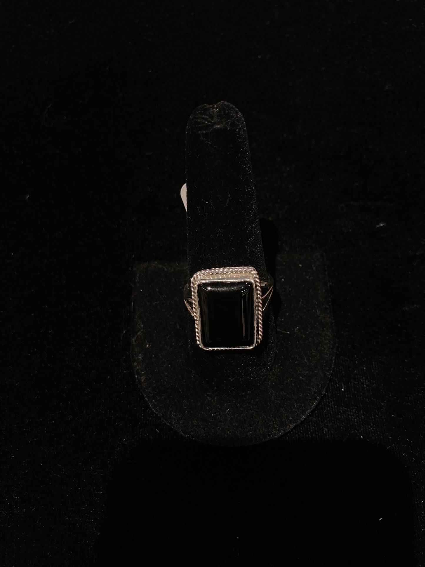 10.0 Black Onyx Rectangle Ring by Letricia Largo, Navajo