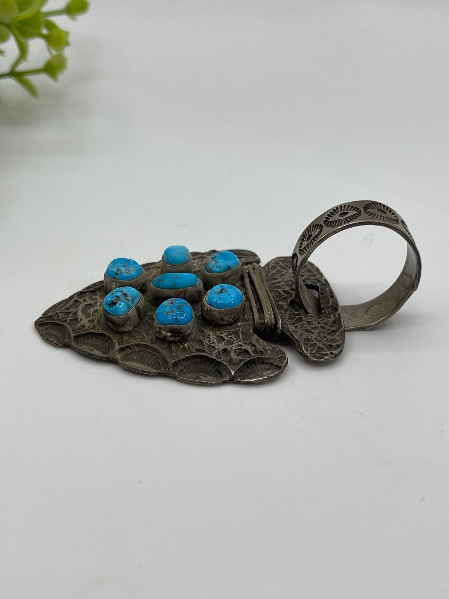 Sand Cast Arrowhead with Natural Turquoise Stones Pendant
