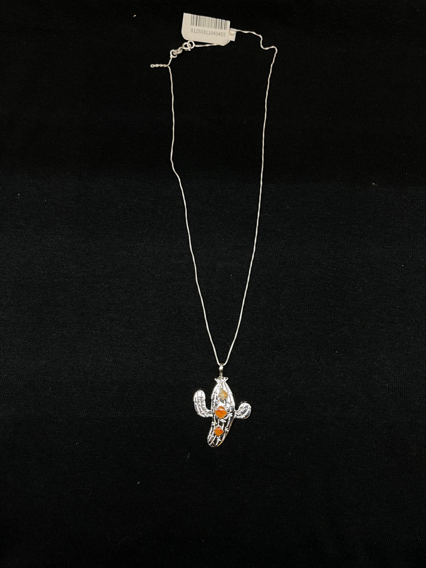 18" Orange Spiny Oyster Shell Cactus Necklace by Sonyei Coho, Navajo