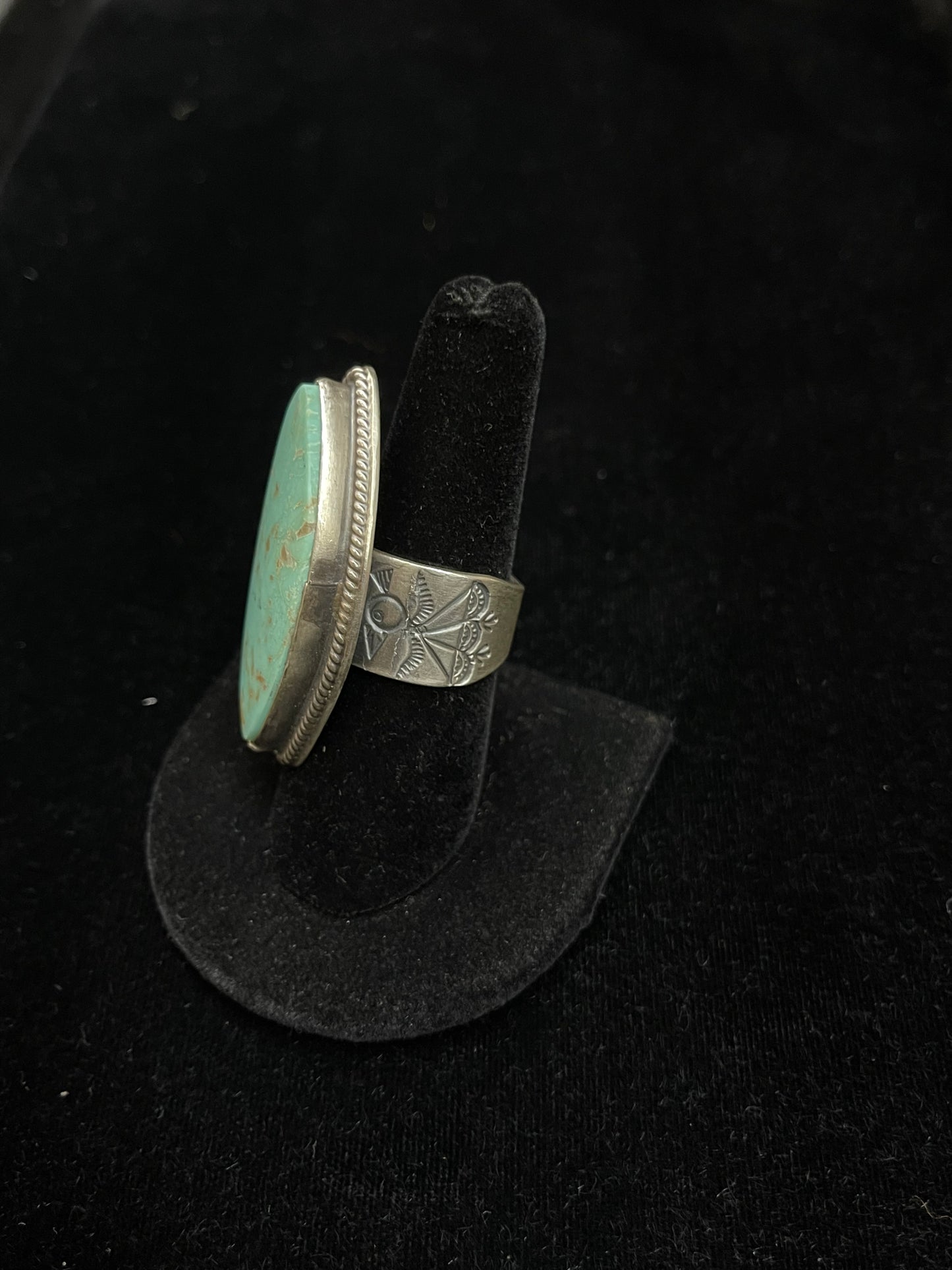 7.5 Kingman Turquoise Ring by Harold Joe, Navajo