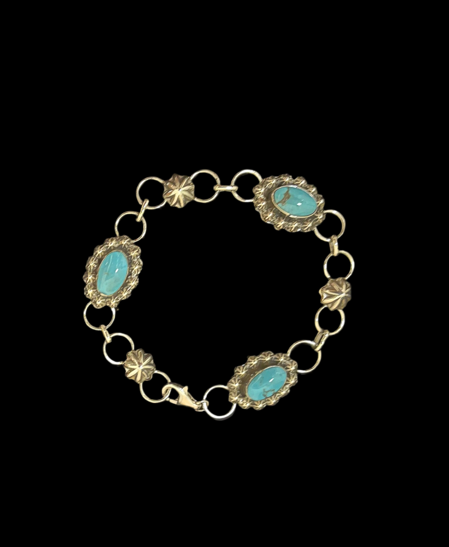 6 3/4" Turquoise Link Bracelet by Arlene Lewis, Navajo