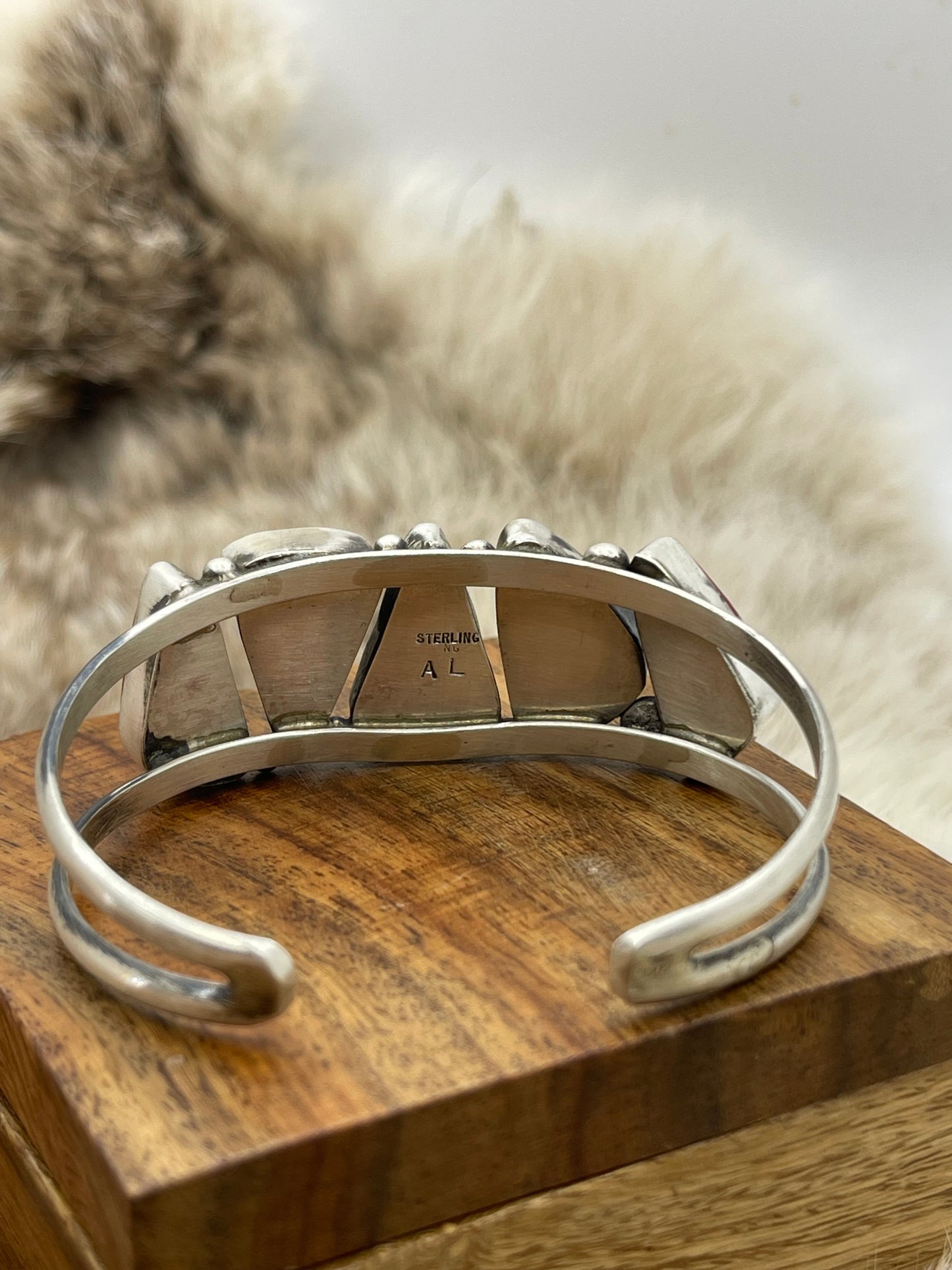 5 Stone Red Spiny Oyster Cuff by Augustine Largo, Navajo
