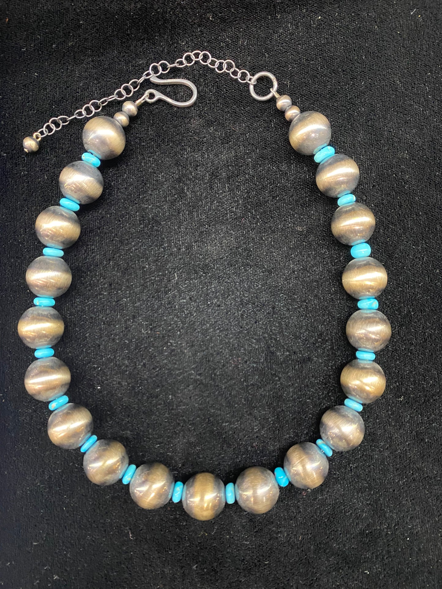 16" Navajo Pearl and Sleeping Beauty Turquoise Necklace with 4" Extender