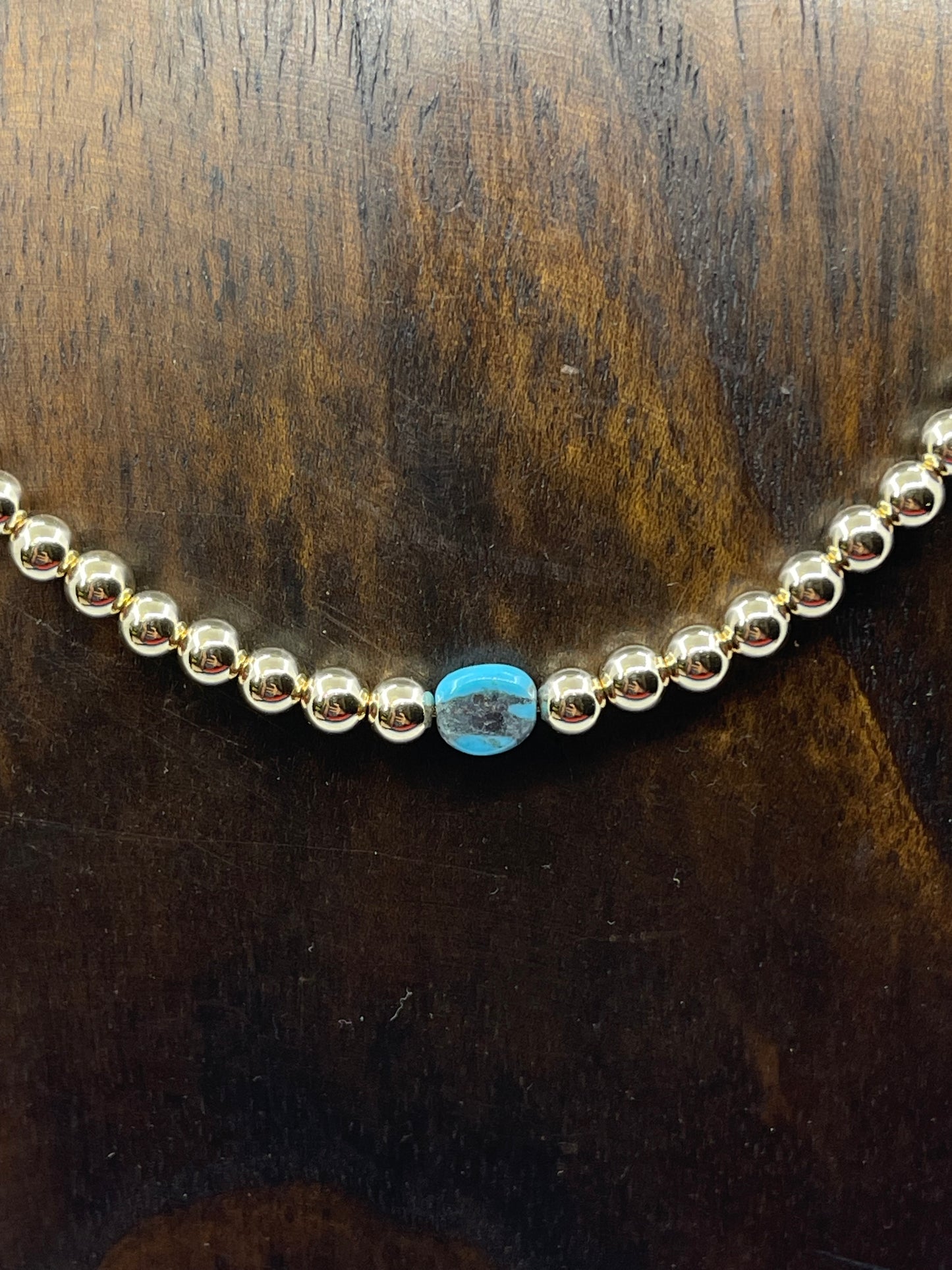 18"+3" 5mm 14k Gold Filled Necklace with a Turquoise Stone