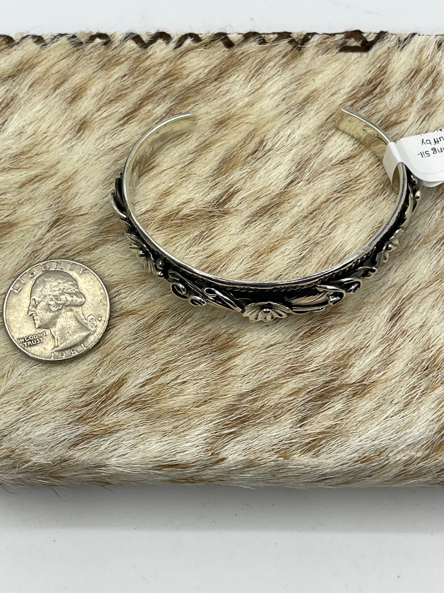 5 3/4"-7" Sterling Silver Floral Cuff by Bessie Joe, Navajo