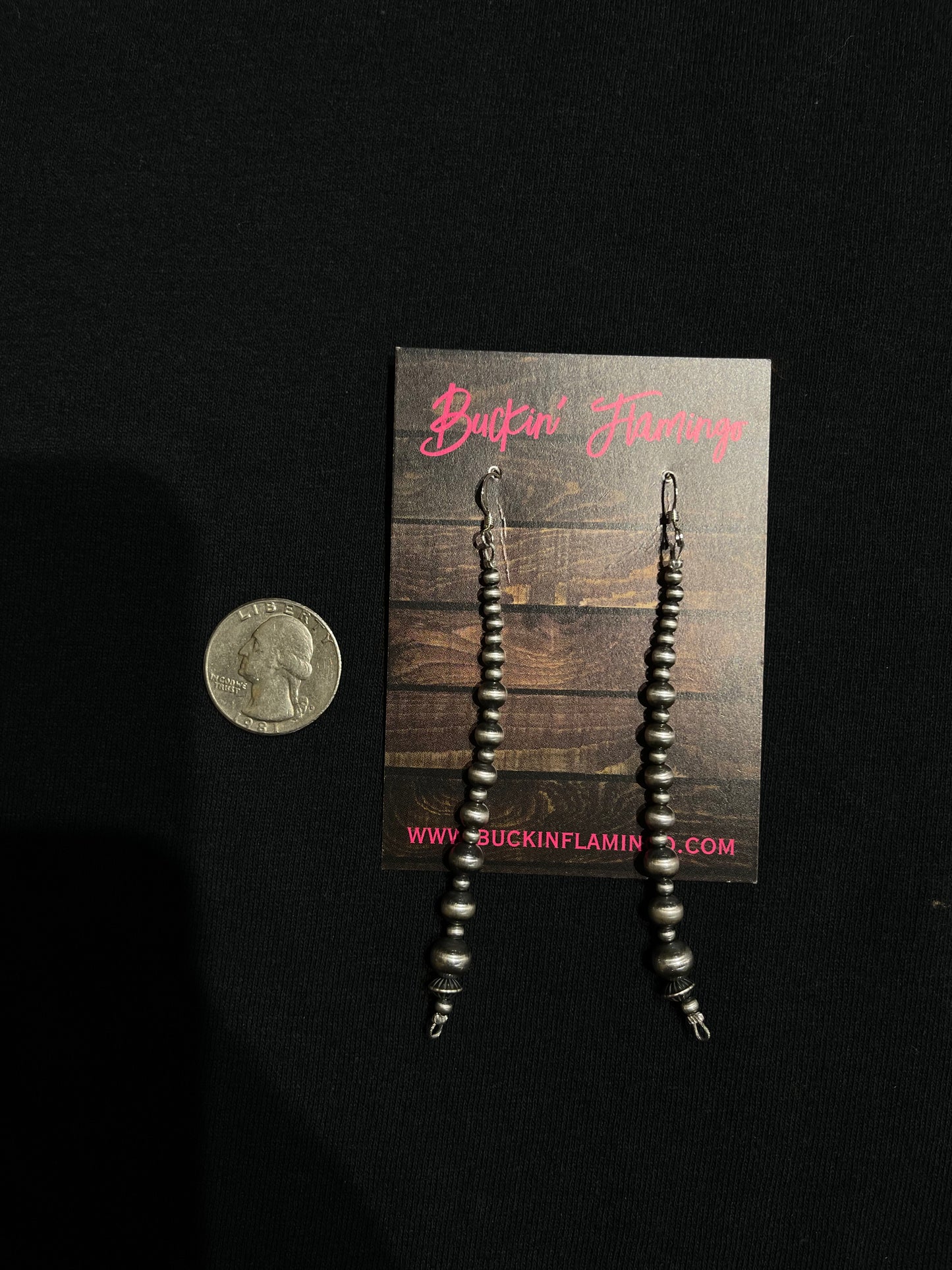 3mm Graduated 4" Navajo Pearl Dangle Earrings