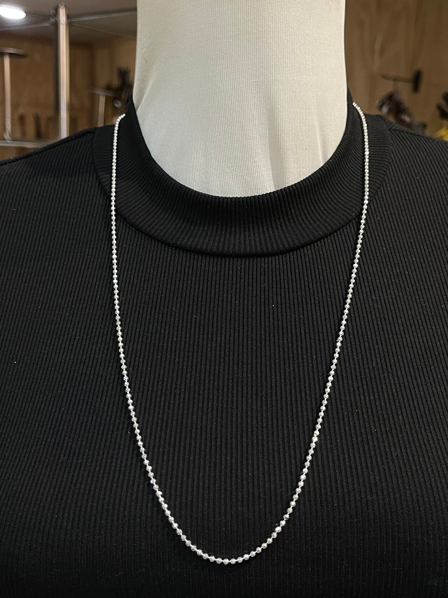 26" 2mm Silver Cut Silver Necklace