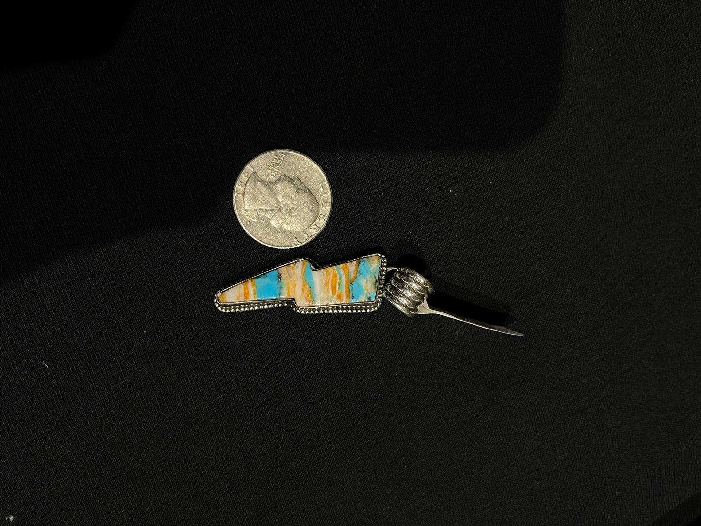 Spiny Turquoise Lightning Bolt Pendant with a 7mm Bale by Zia