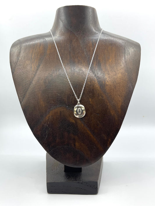 16" Sterling Silver Cowboy Hat Necklace, Navajo