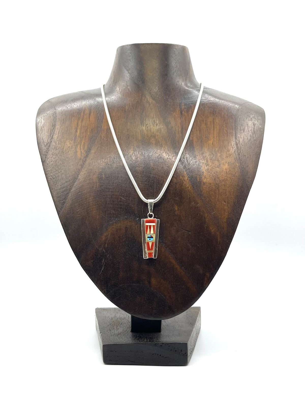 16" Nekclace Inlay Sunface Pendant 4.3mm Bail by Patty Edaakie, Zuni