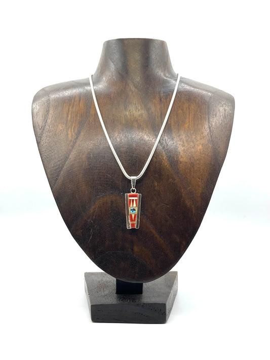 16" Nekclace Inlay Sunface Pendant 4.3mm Bail by Patty Edaakie, Zuni