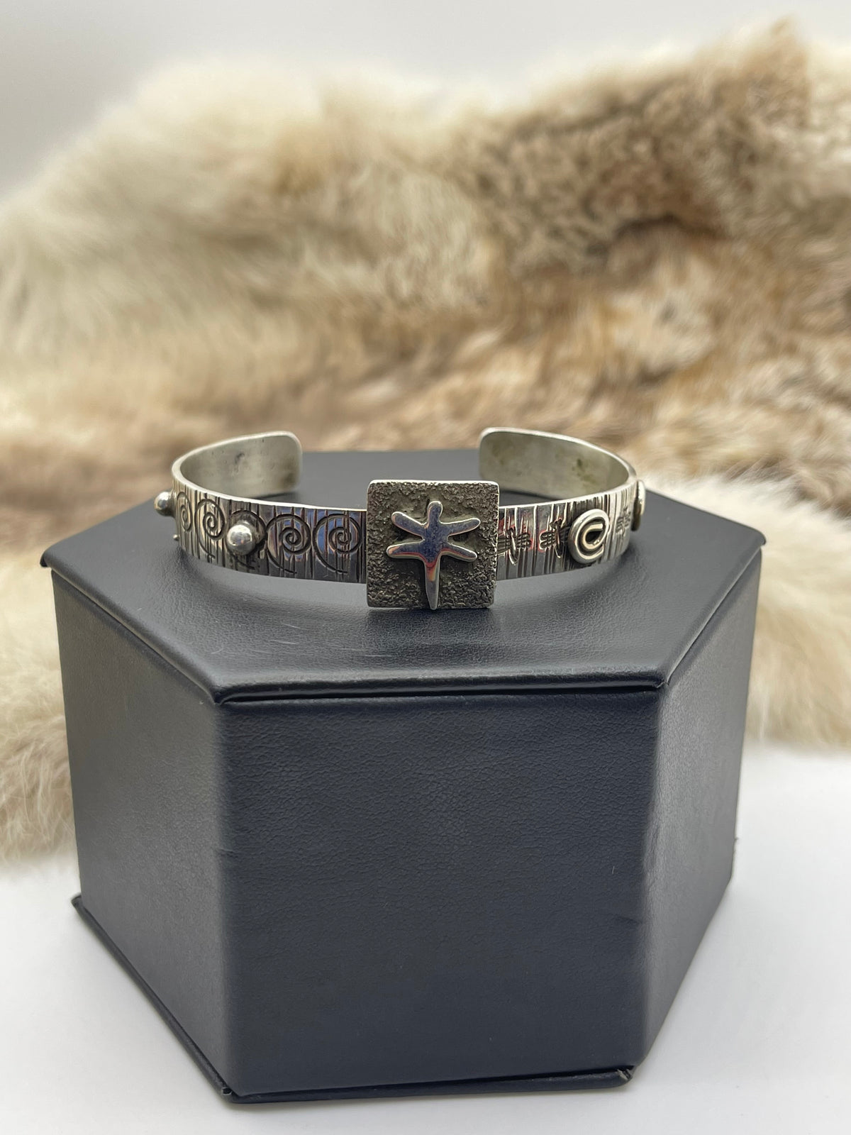 6”-7” Dragonfly Mini Petroglyph Cuff by Alex Sanchez, Navajo