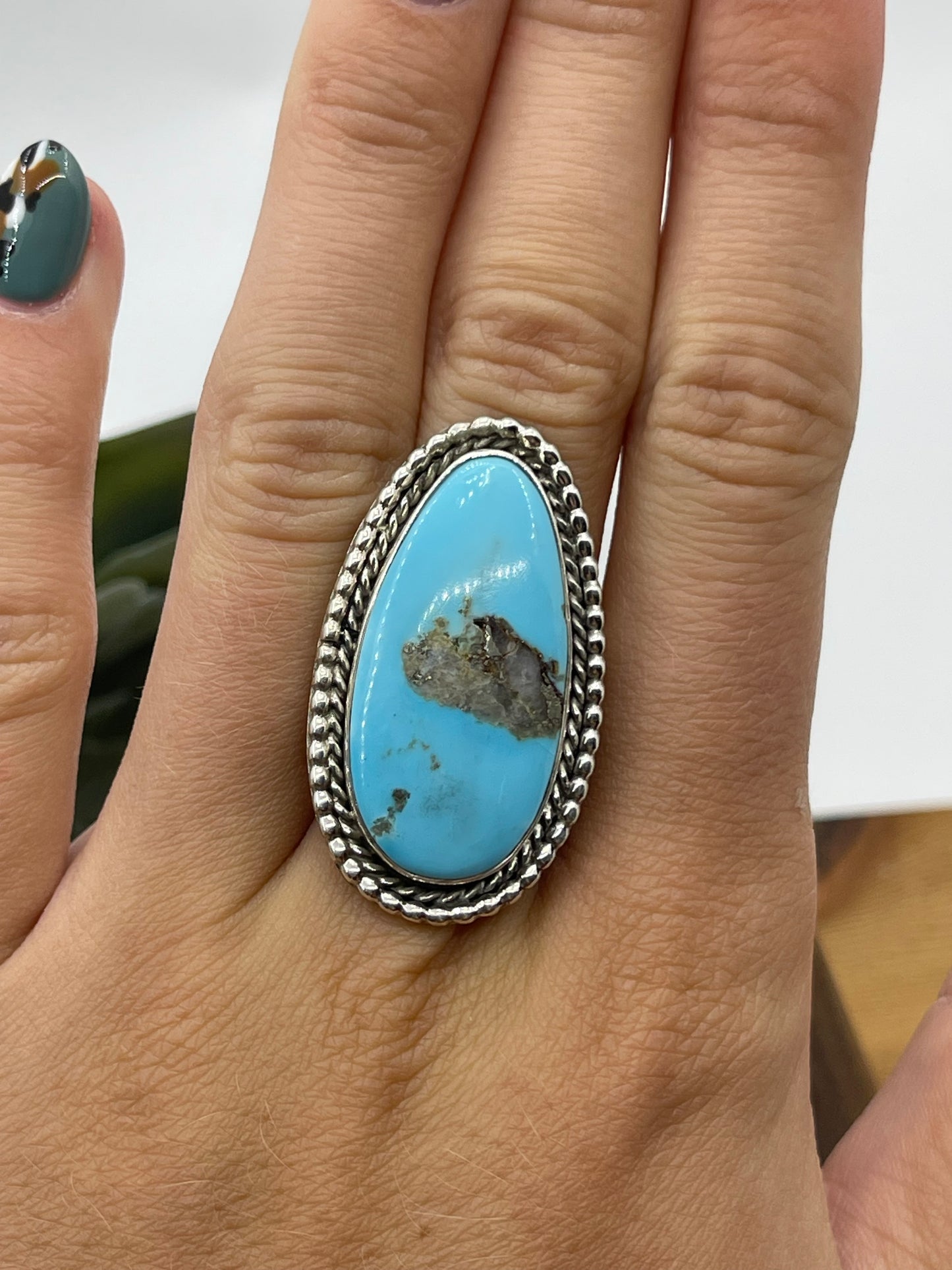 6.0 Kingman Turquoise Ring by Andrew Vandever, Navajo