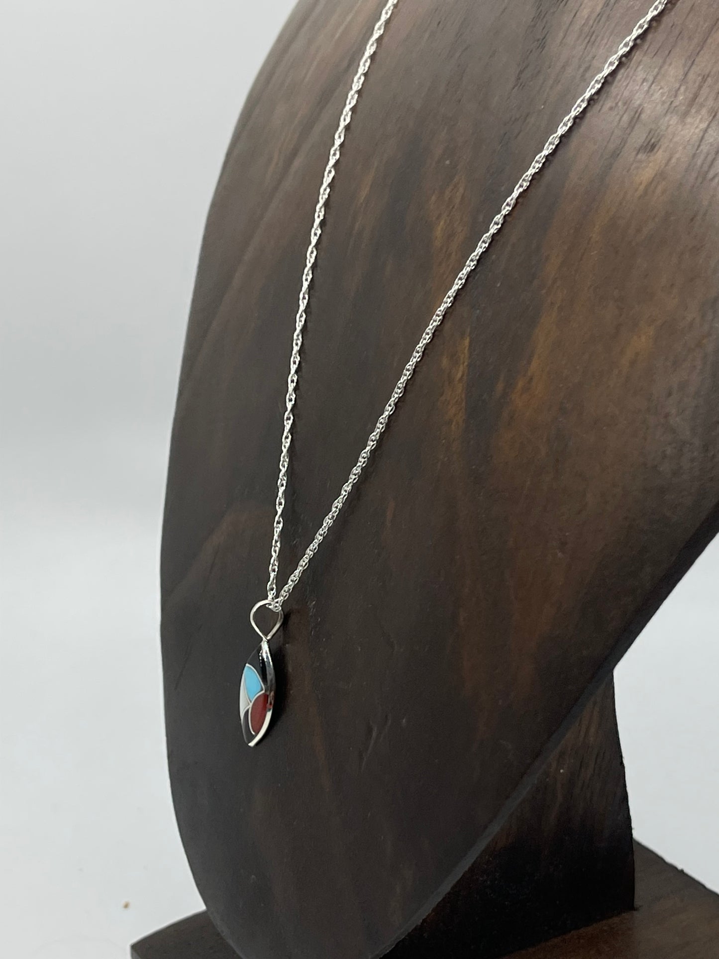 18" Multi Stone Fish Scale Inlay Necklace by Delorna Lahi, Zuni