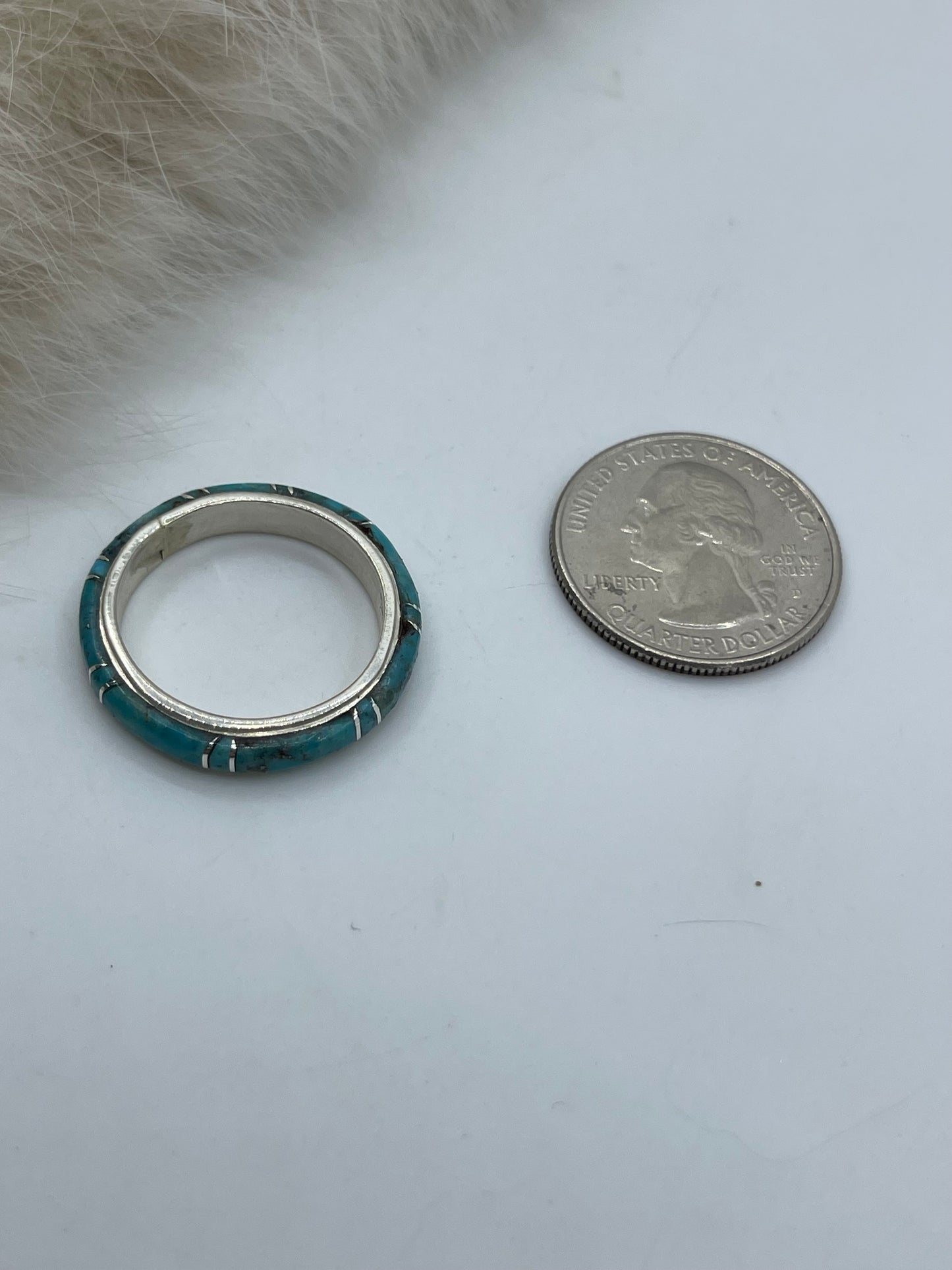 11.0 Turquoise Inlay Band by Terrance Panteah, Zuni