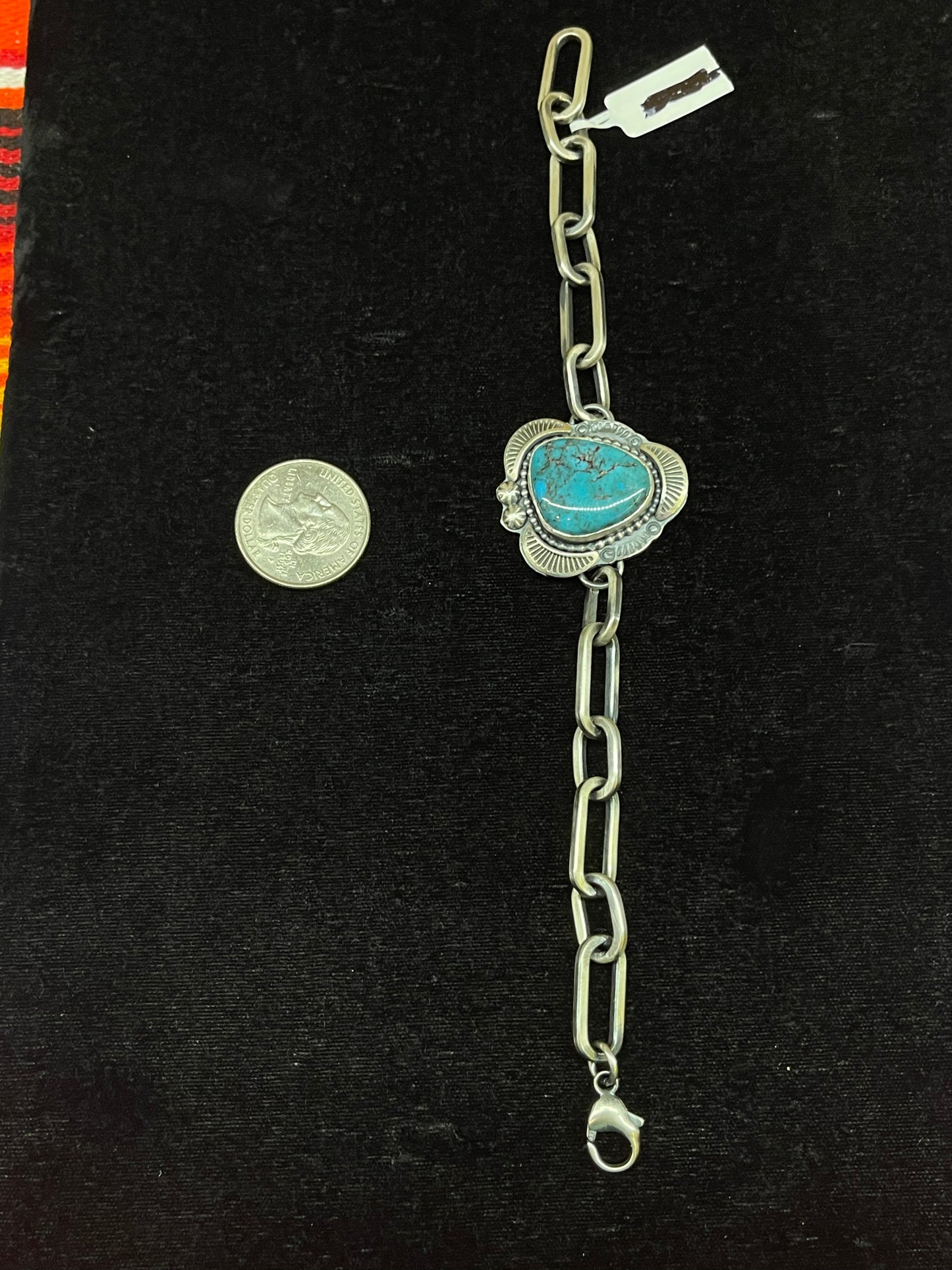 Kingman Turquoise Paperclip Chain Bracelet