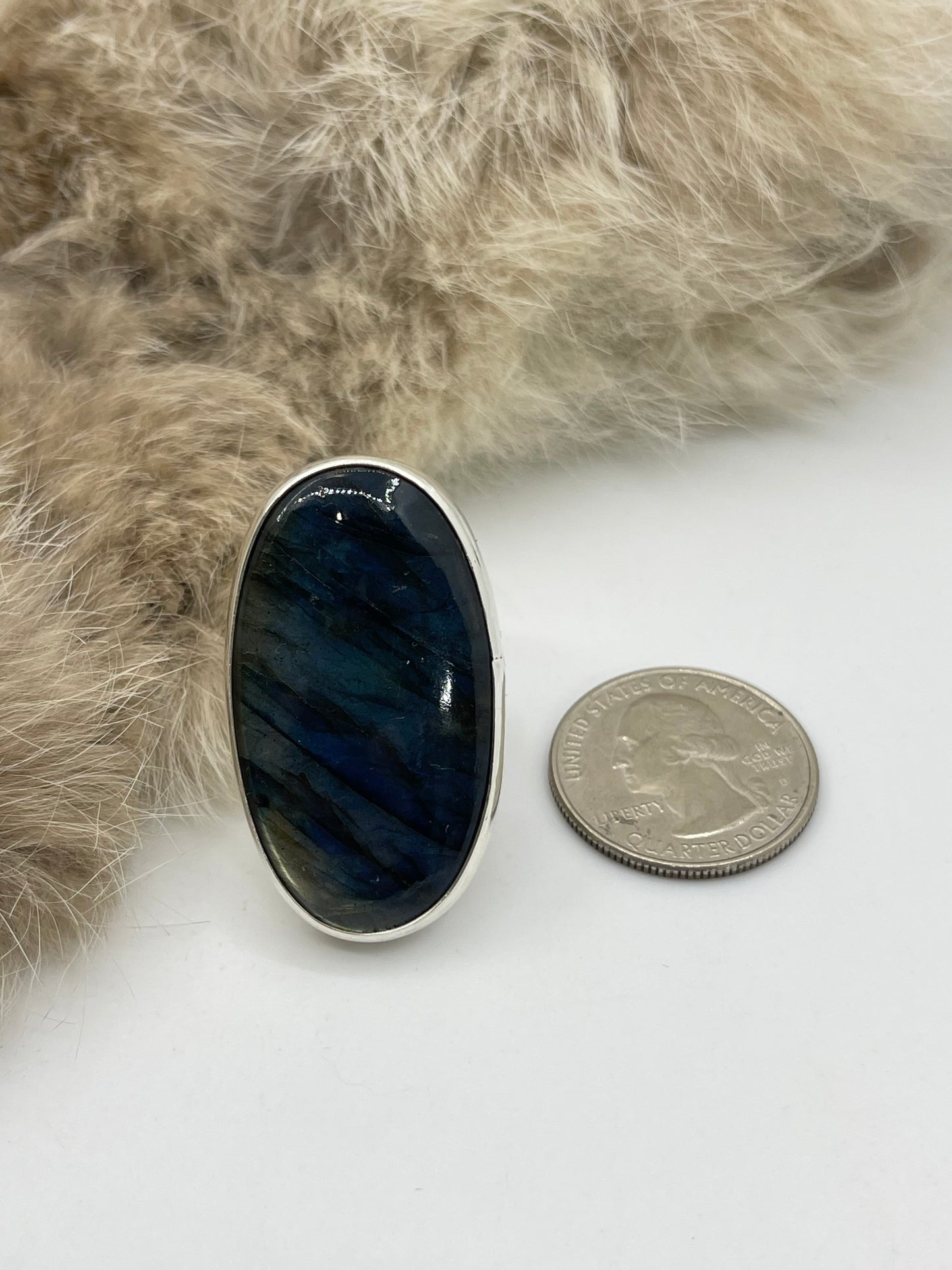 8.5 Labradorite Ring by Lawrence Willie, Navajo