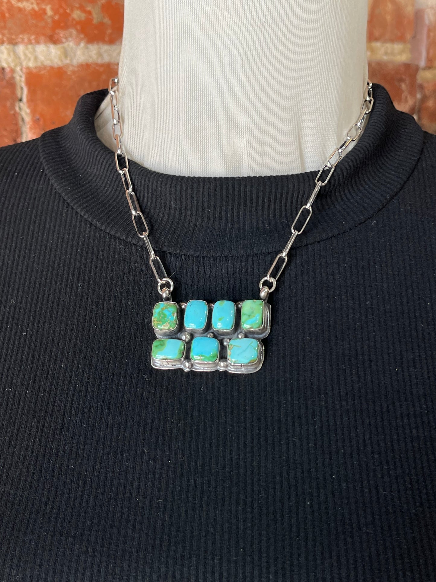 16" Sonoran Gold Turquoise Necklace 16" by Boyd J. Ashley, Navajo
