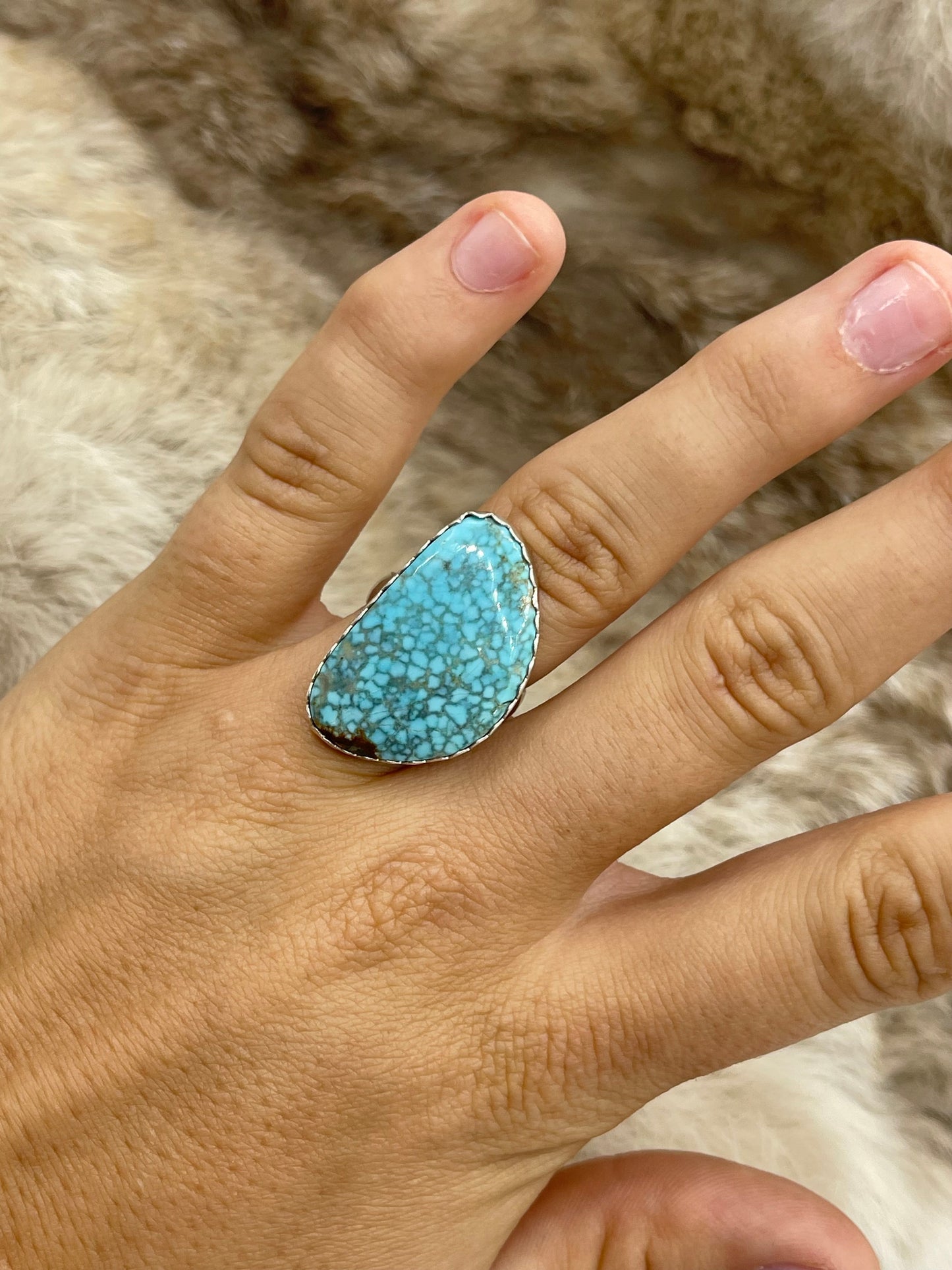 8.0 #8 Turquoise Ring by Carrie Cannon, Kiowa