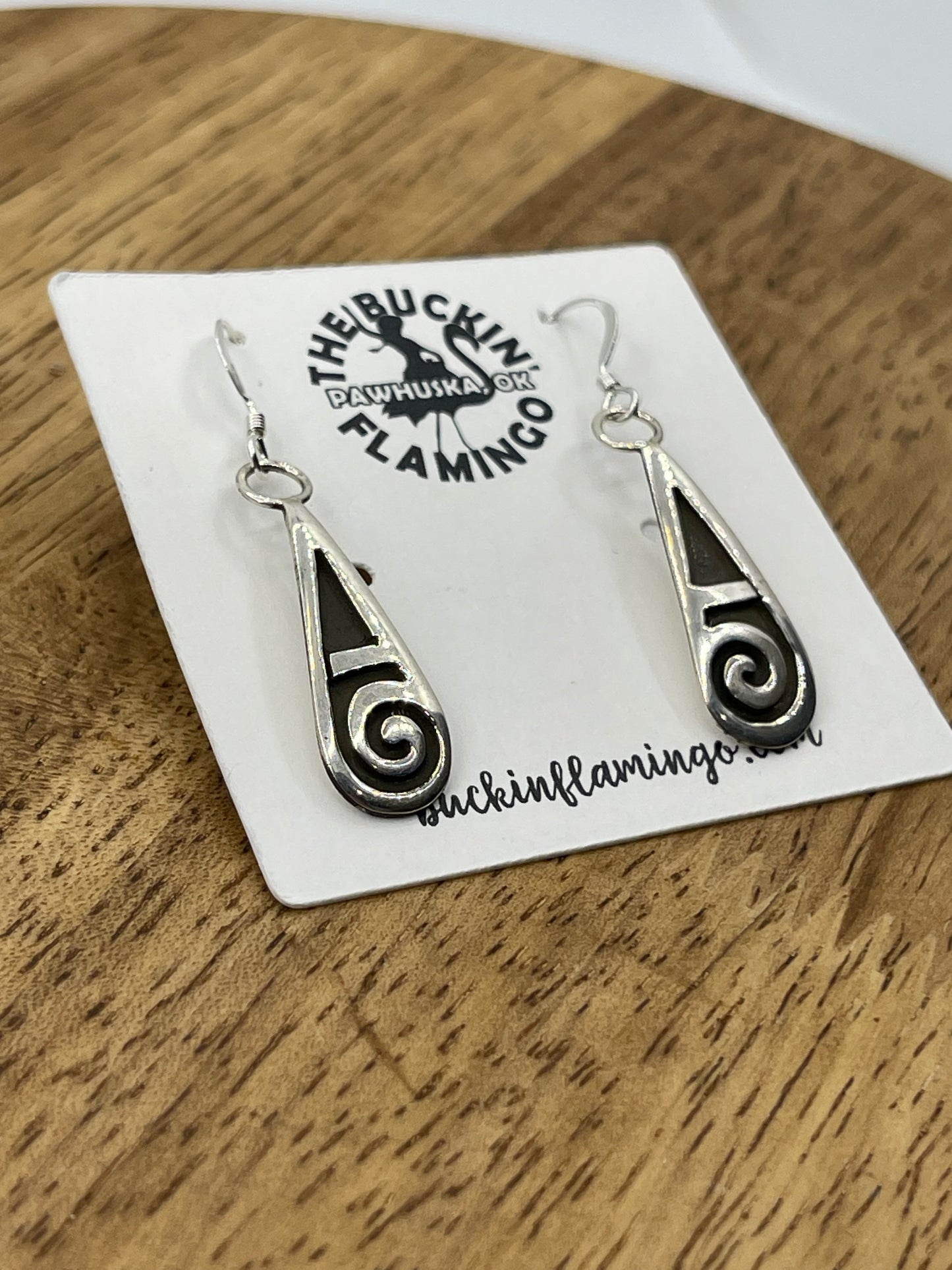 Silver Teardrop Dangle Earrings by Sonny Gene Jr., Navajo