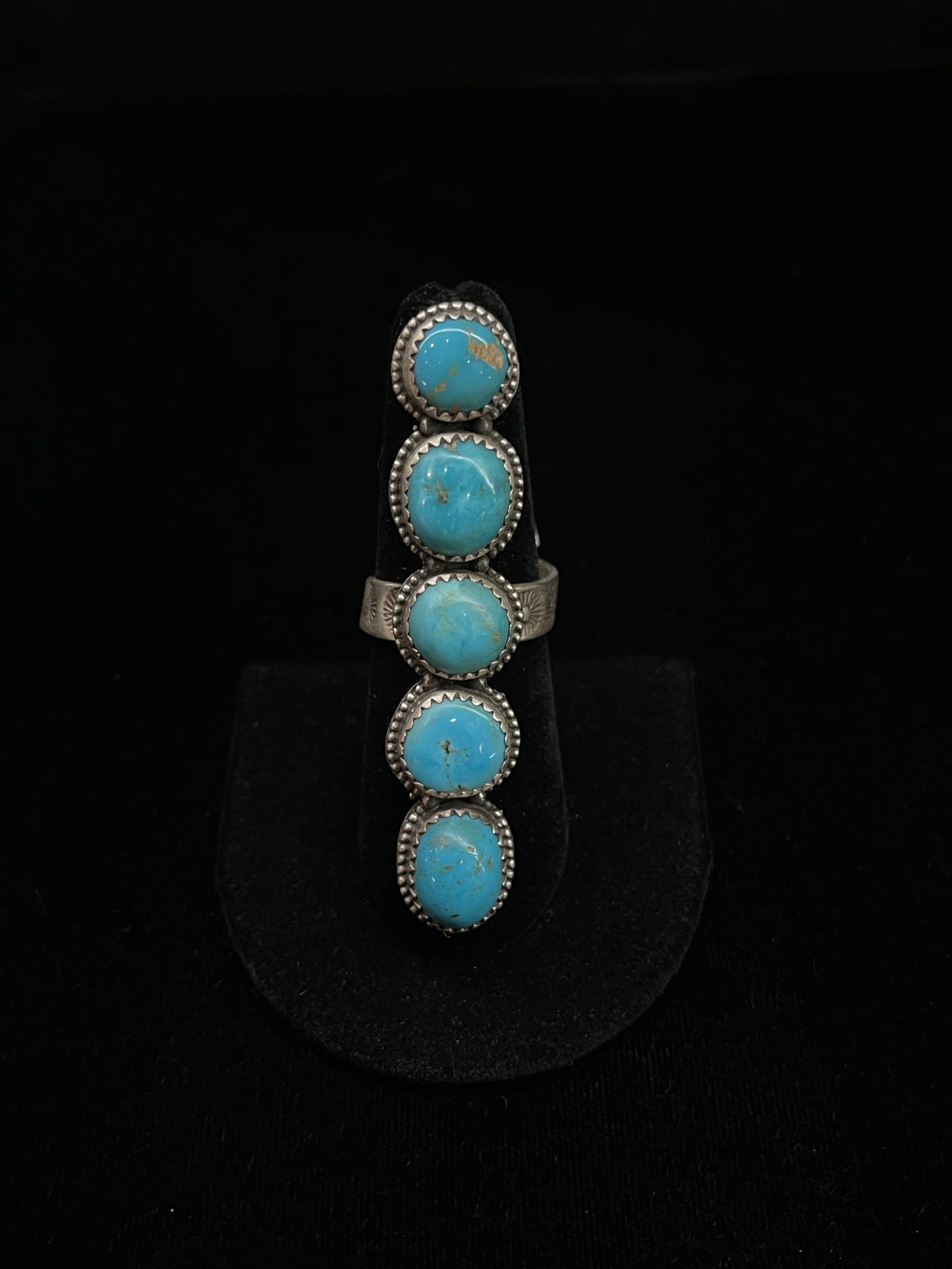 Adjustable Sleeping Beauty Turquoise 5 Stone Ring by Zia