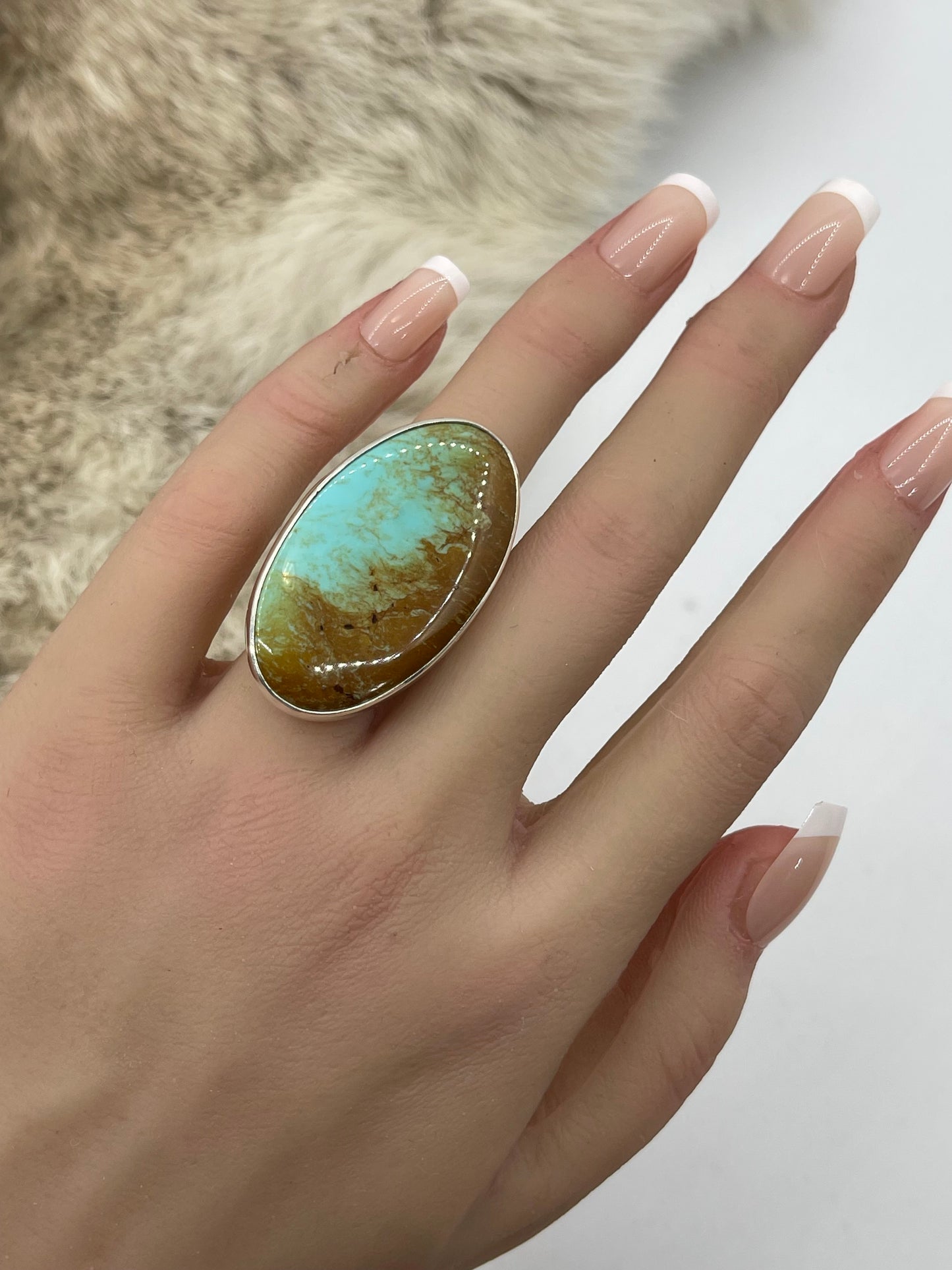 6.5 Kingman Turquoise Ring by Lawrence Willie, Navajo