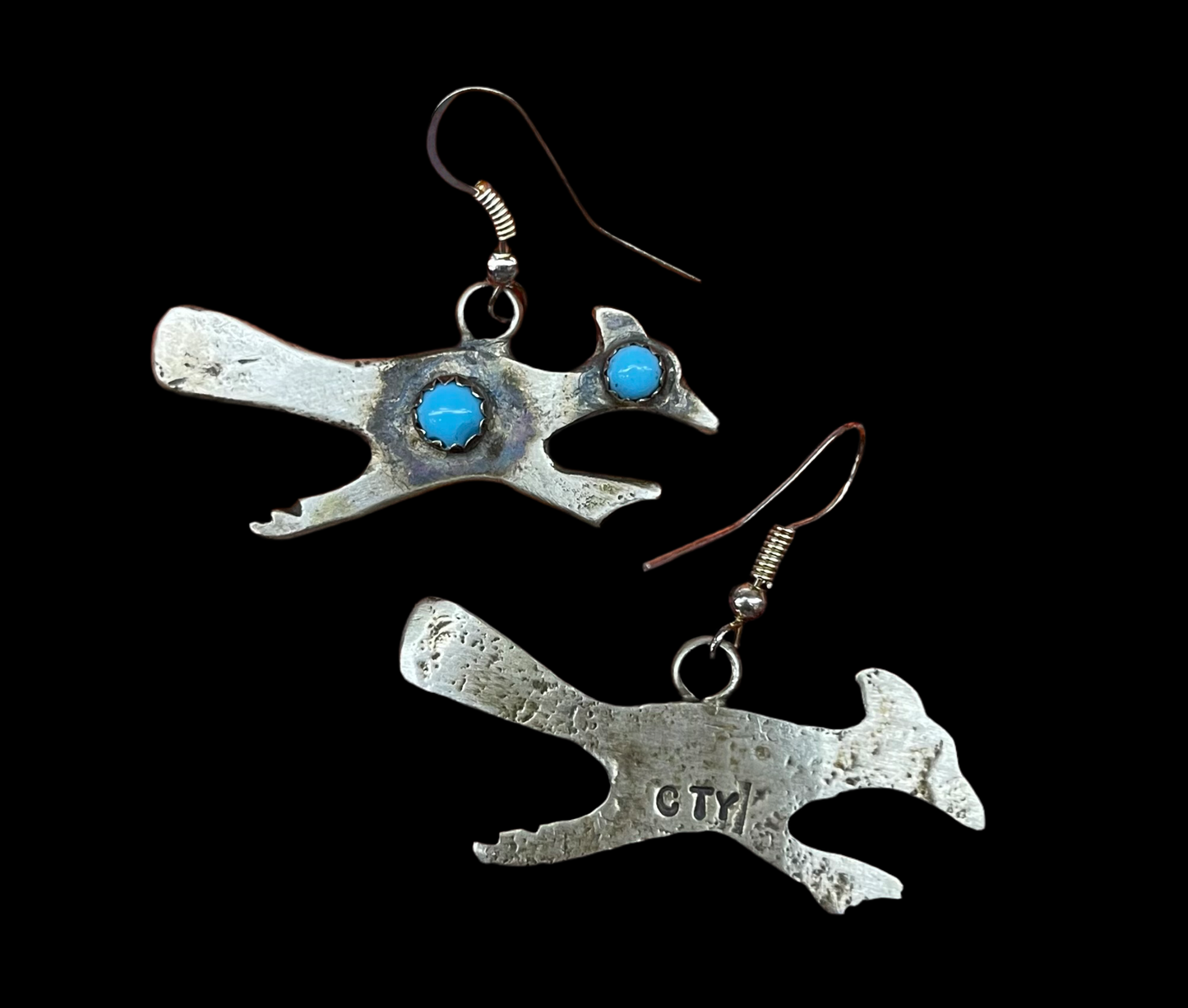 Road Runner with Kingman Turquoise Dangle Earrings