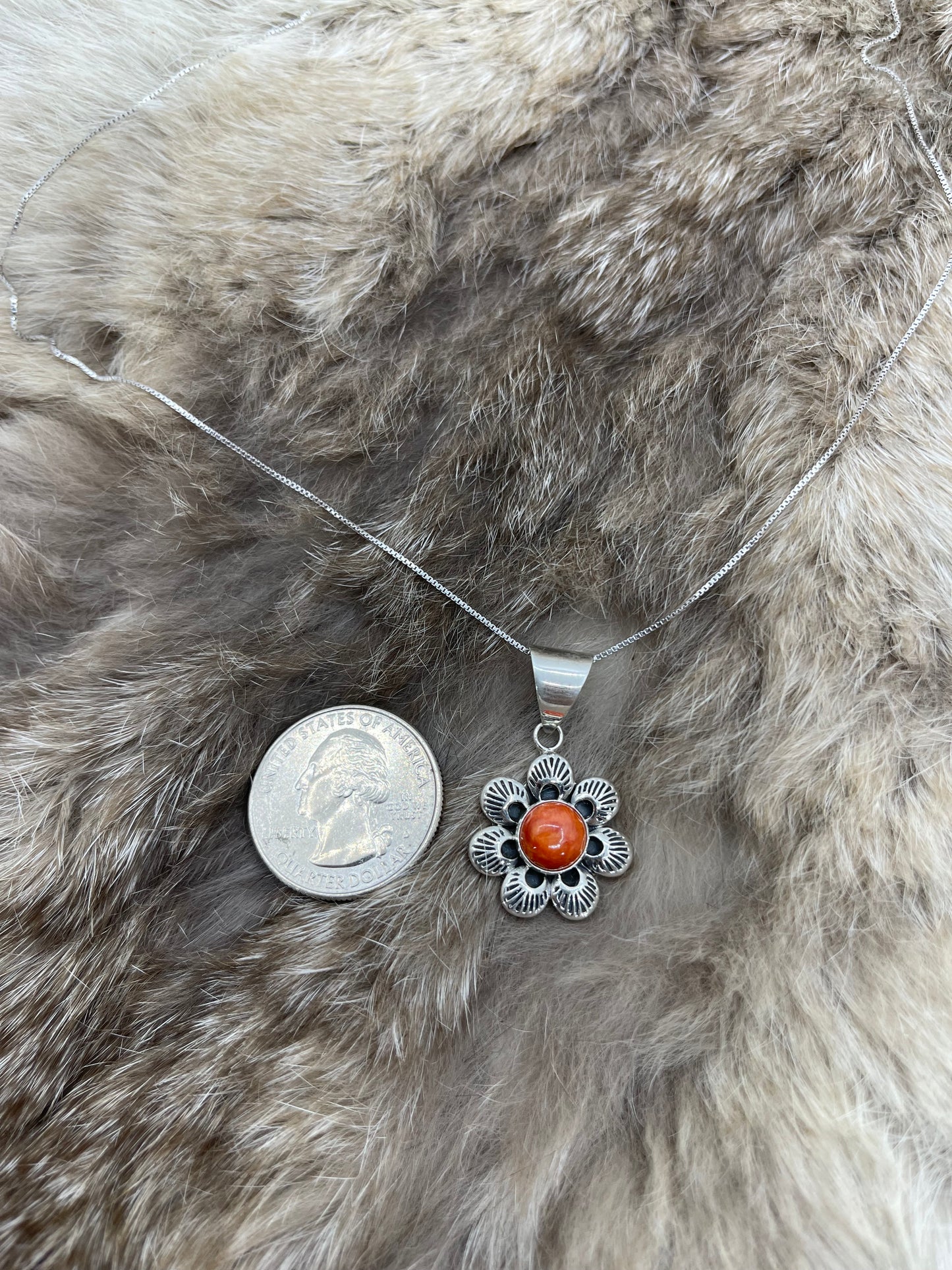 20" Red Spiny Flower Necklace with 6.7mm Bail
